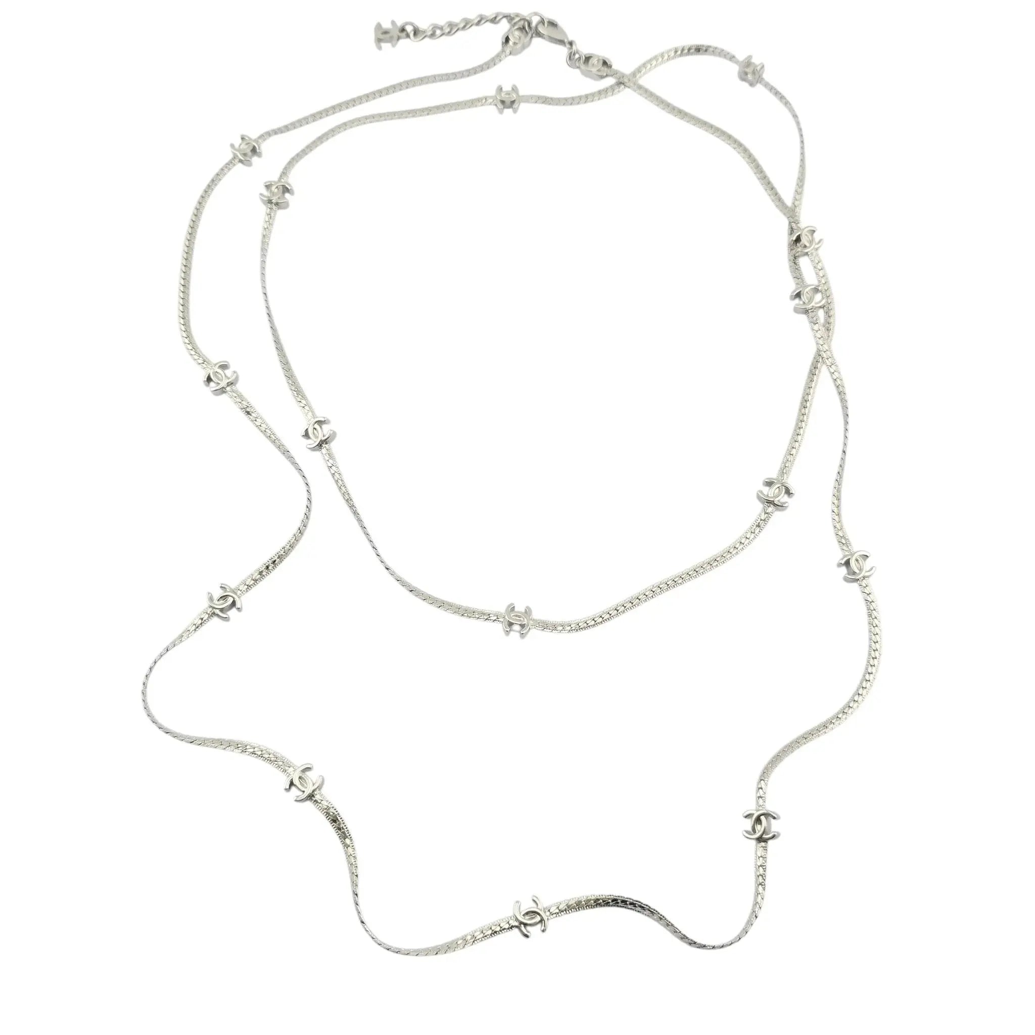Chanel CC Silver Metal Long Necklace 2024 CHANEL