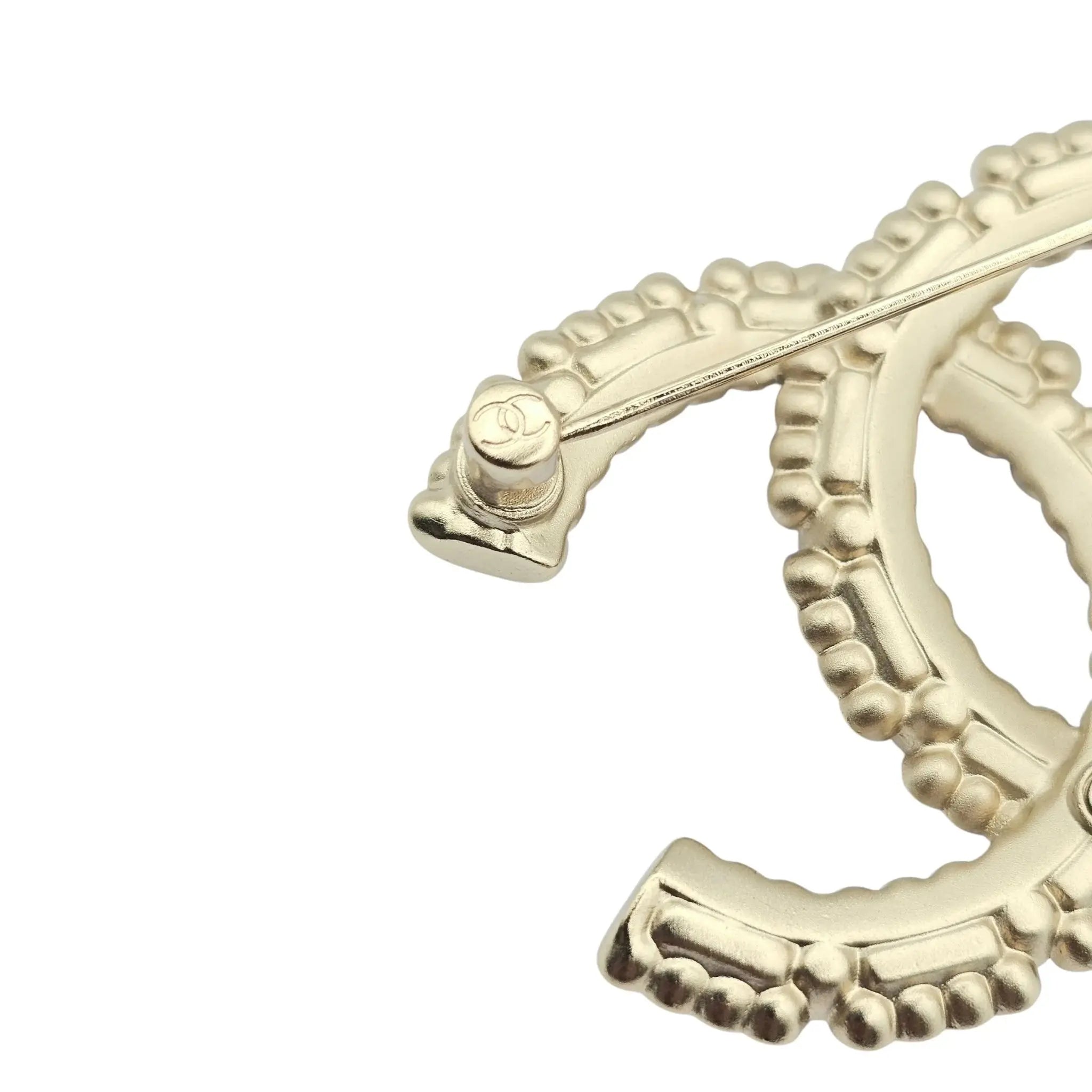 Chanel CC Crystal Pearl Brooch 22K CHANEL