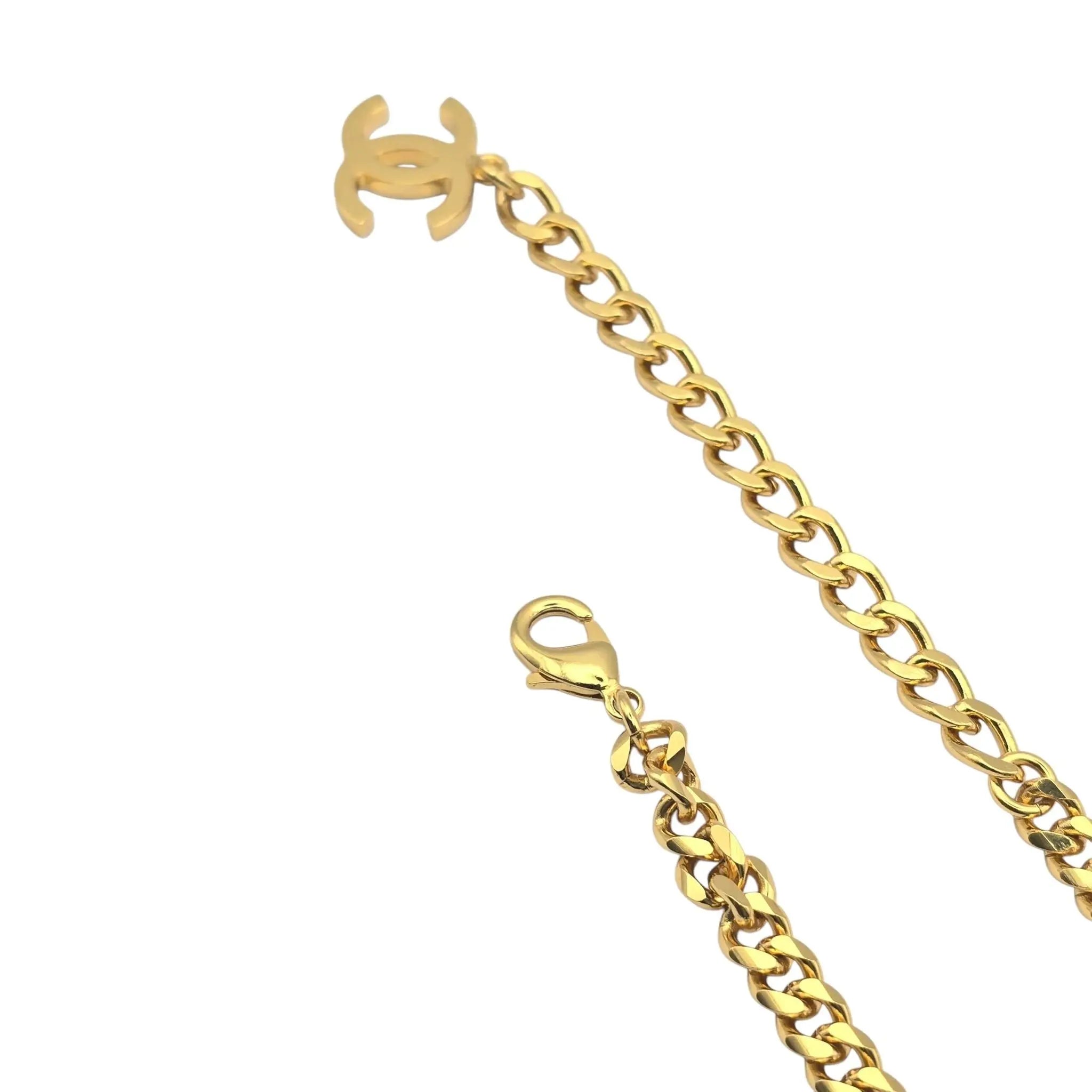 Chanel 2023 SS CC Square Resin Gold Long Chain Necklace CHANEL