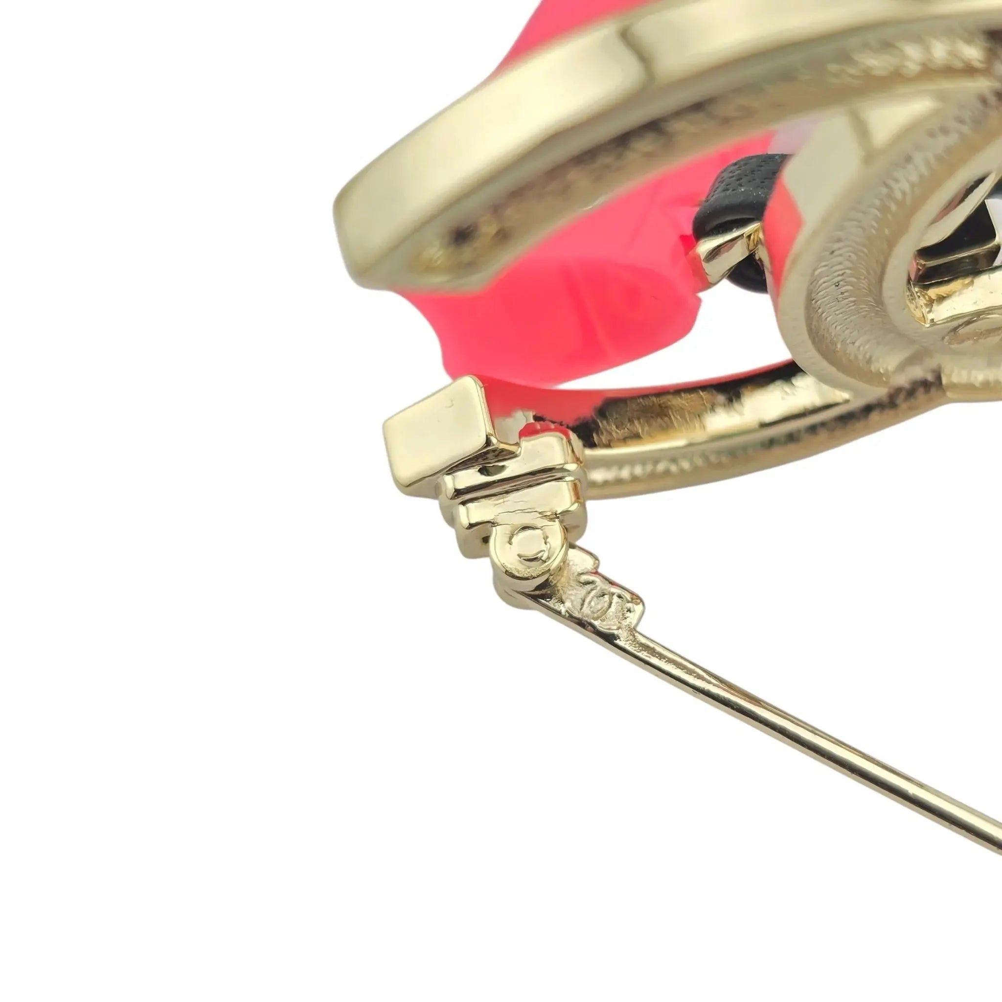 Chanel CC Crystal Resin Flap Bag Brooch Gold Pink 2023 CHANEL