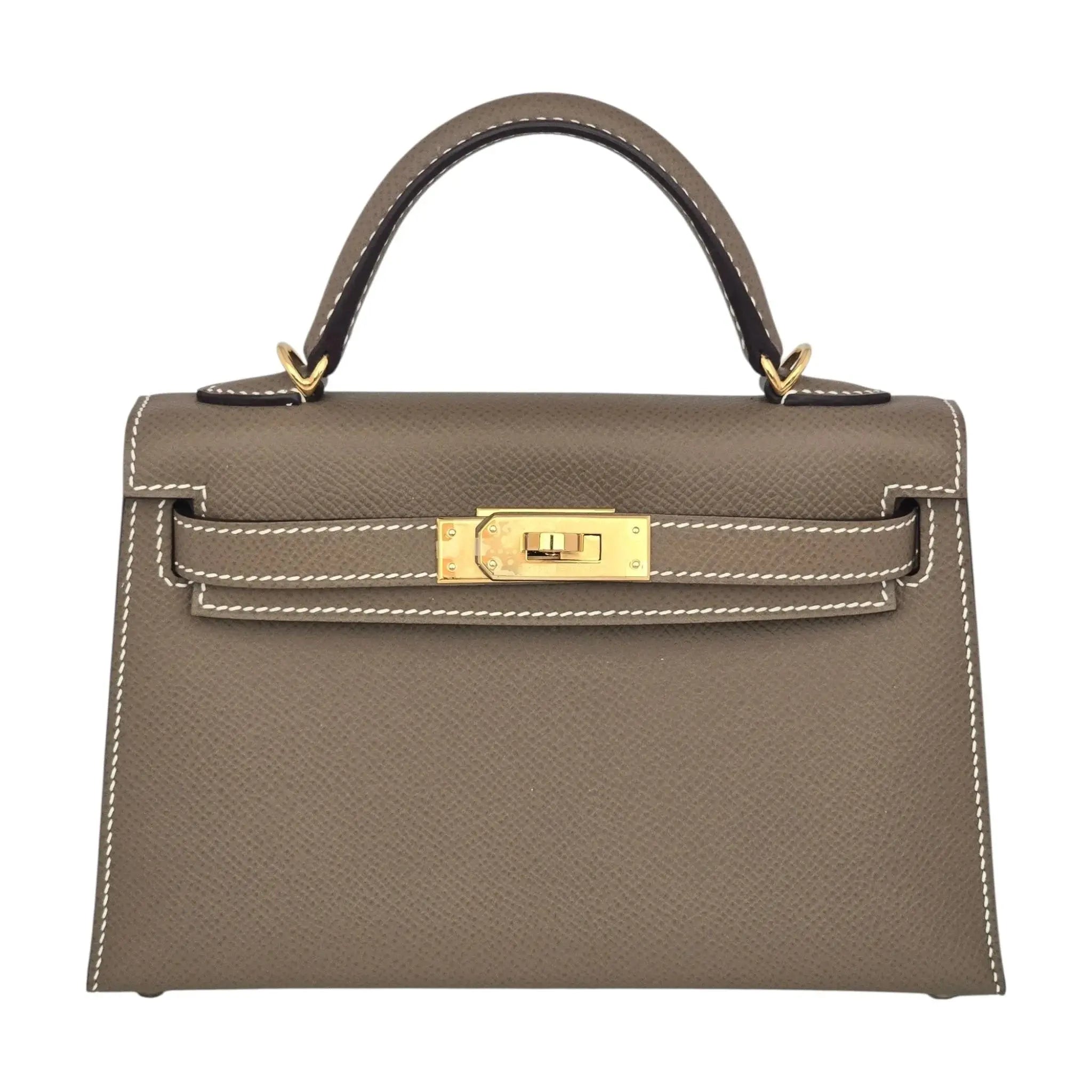 Hermes Mini Kelly II Epsom Etoupe Gold Hardware Bag HERMES