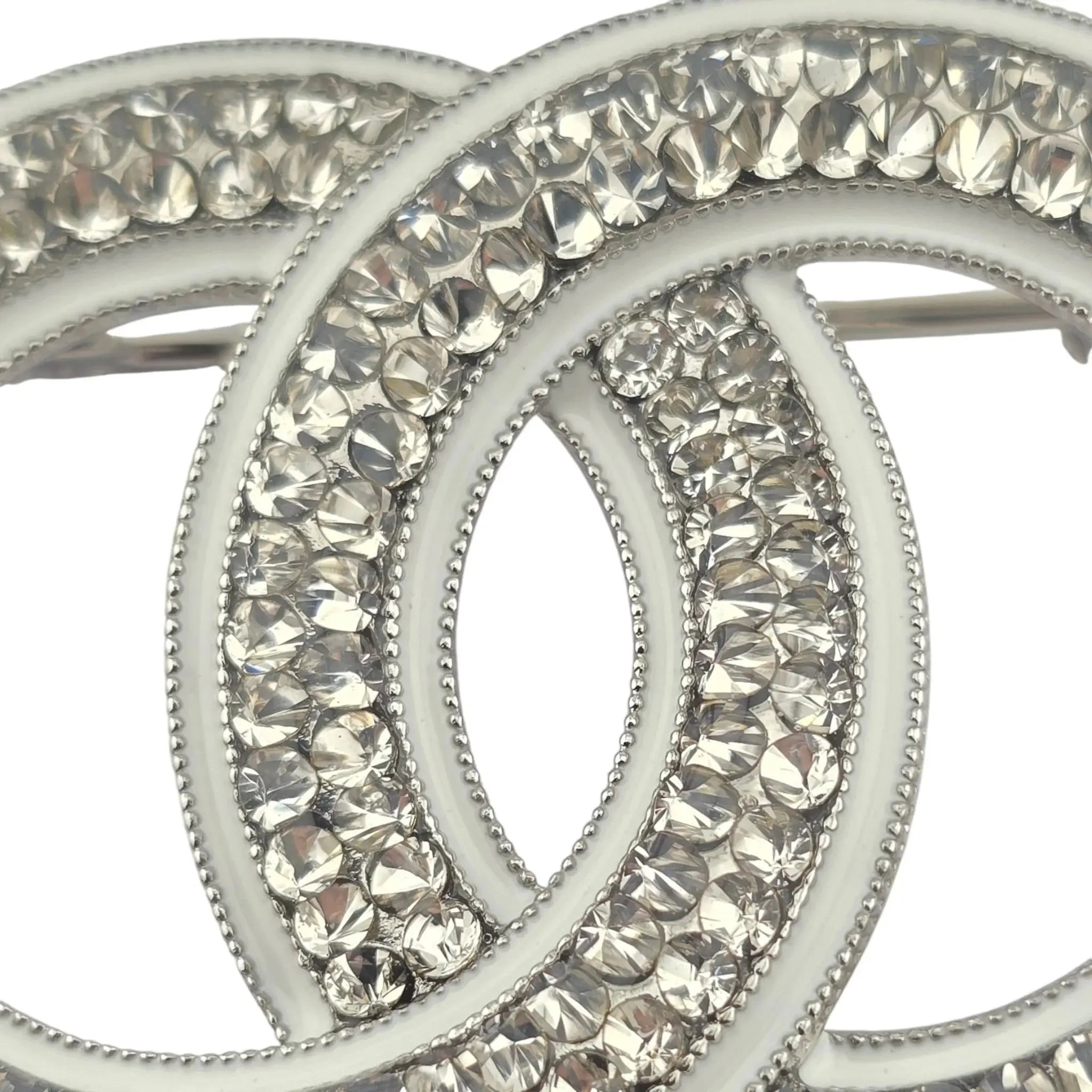 Chanel CC Silver Crystals Enamel Brooch 2025 CHANEL