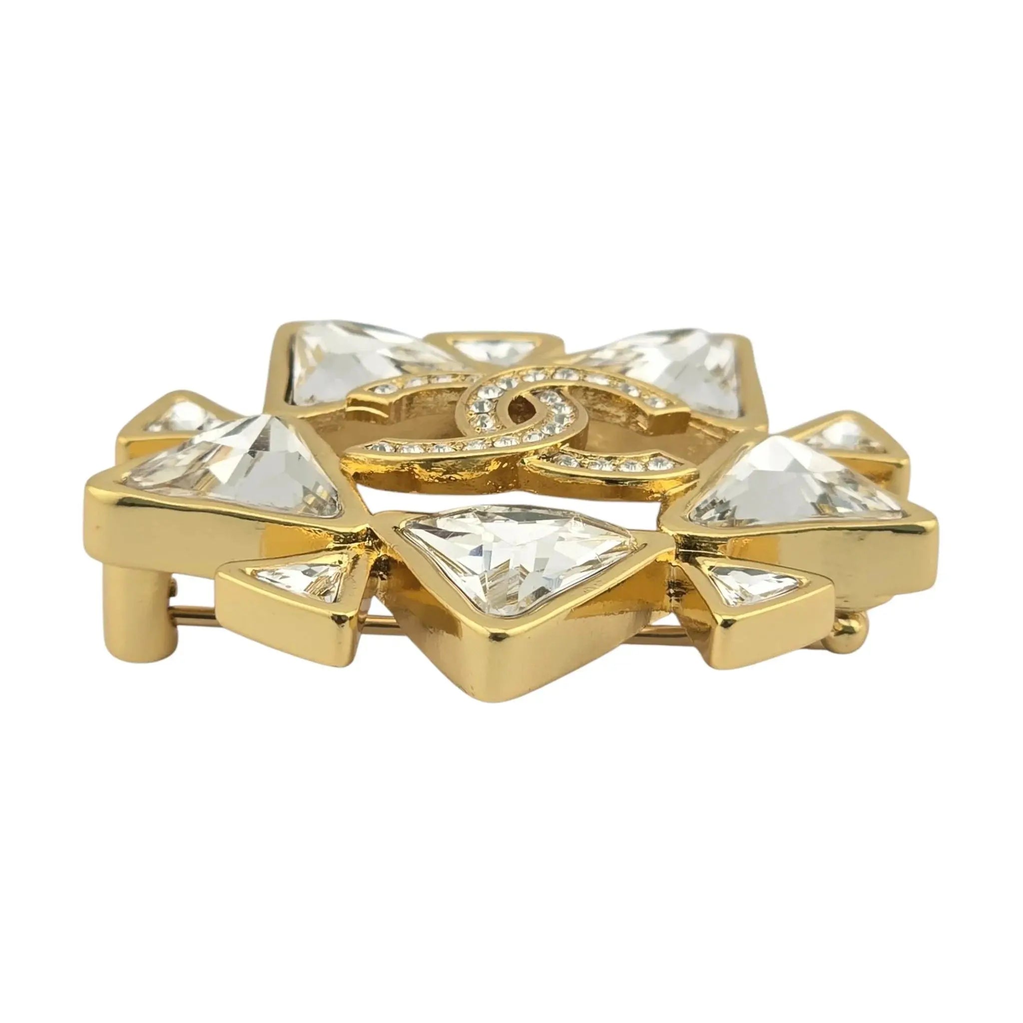 Chanel CC Crystal Gold Brooch 2020 CHANEL