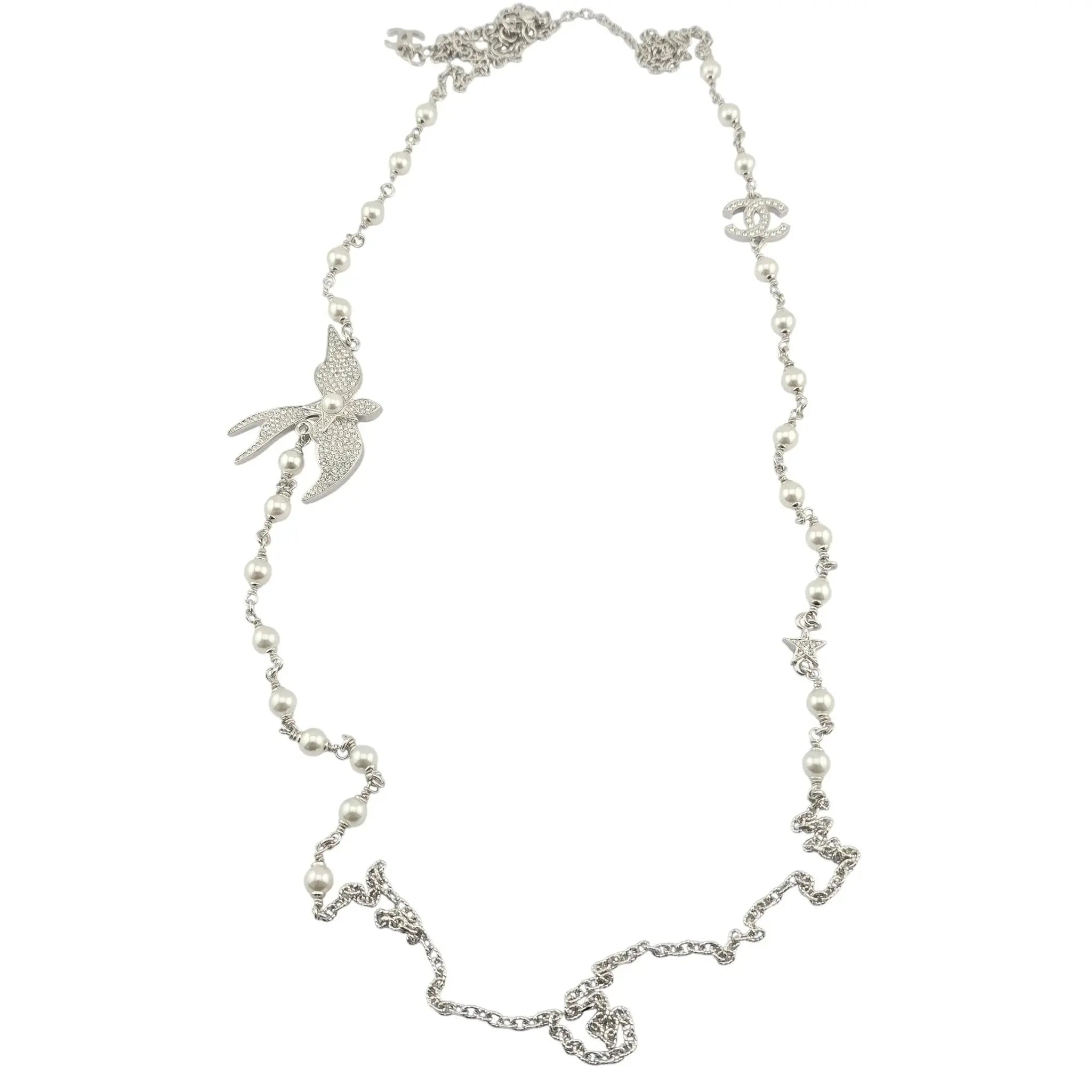 Chanel CC Silver Bird Long Necklace SS25 CHANEL