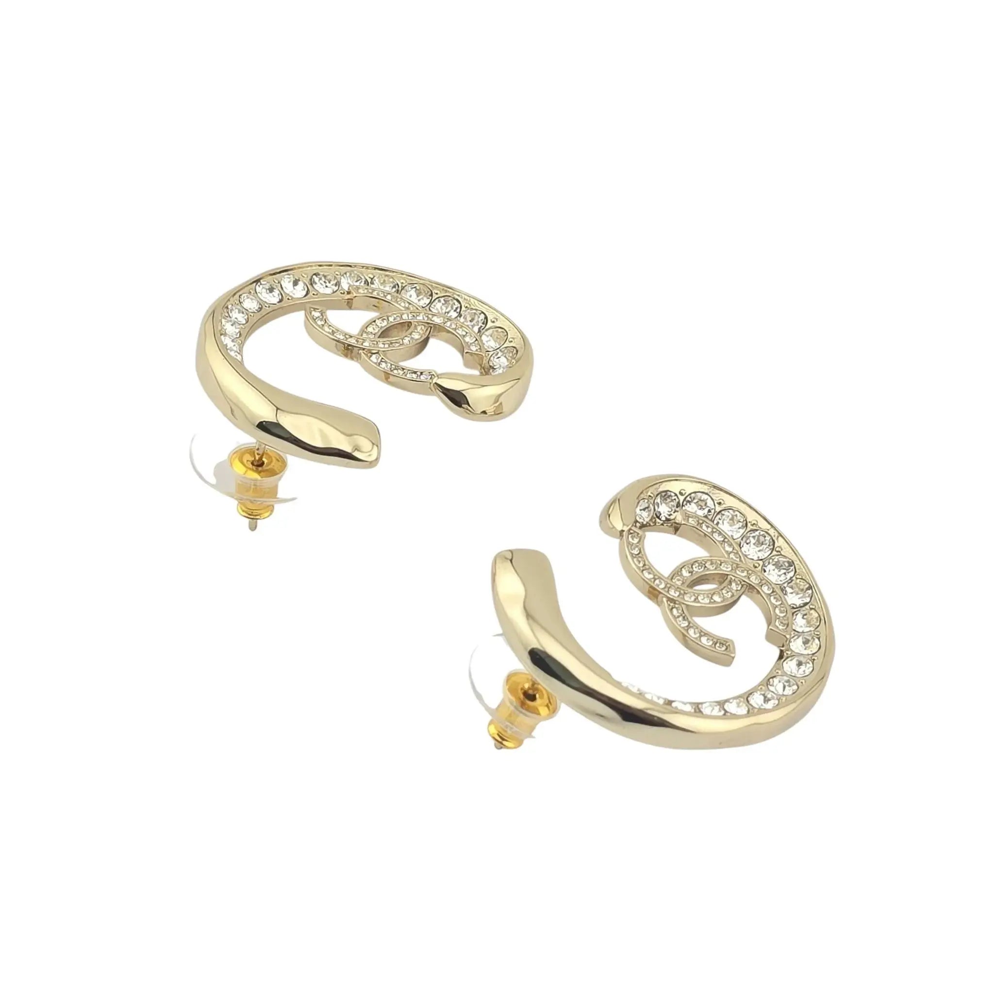 Chanel CC Crystal Gold Metal Earrings 2023 CHANEL
