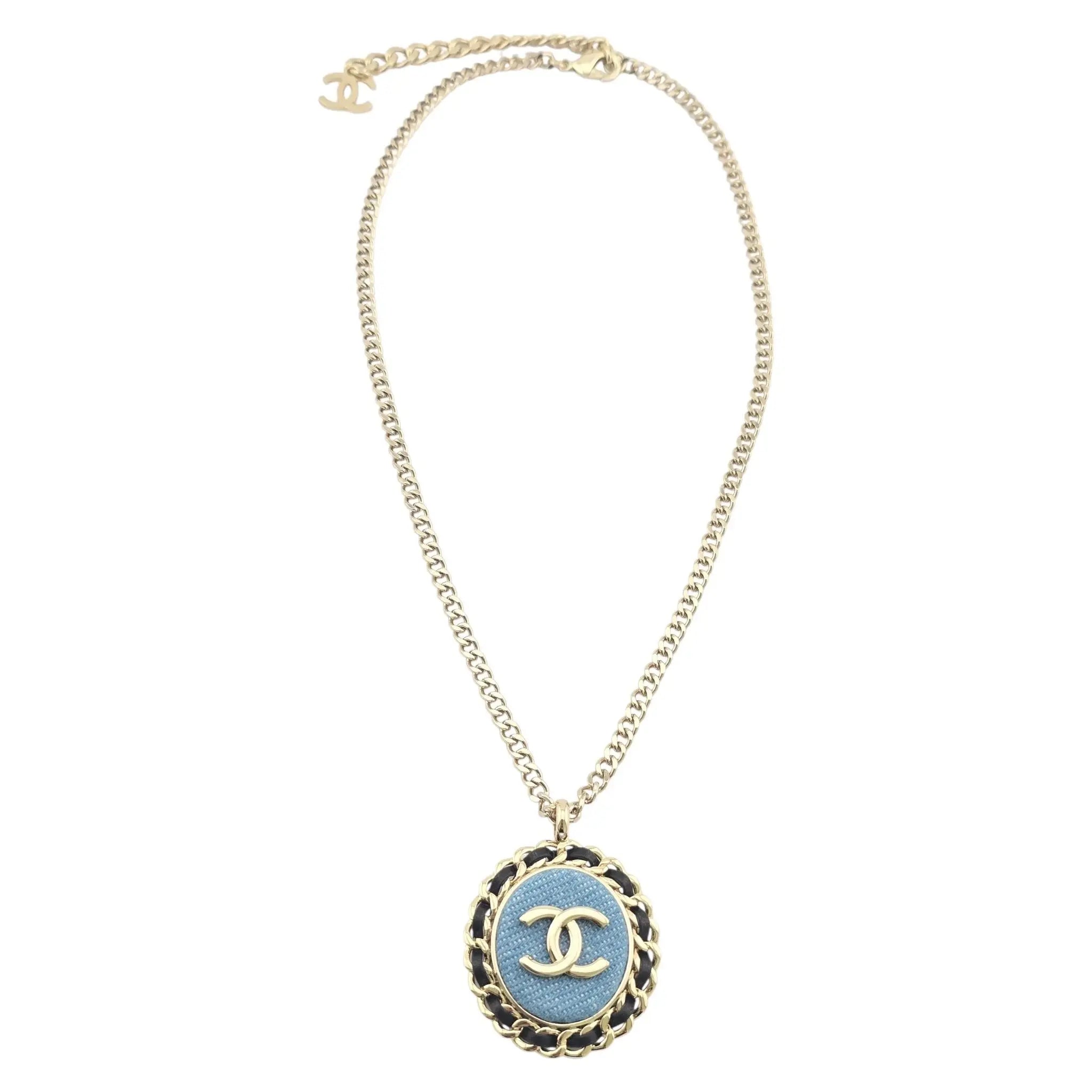 Chanel CC Denim Pendant Necklace 2025 CHANEL