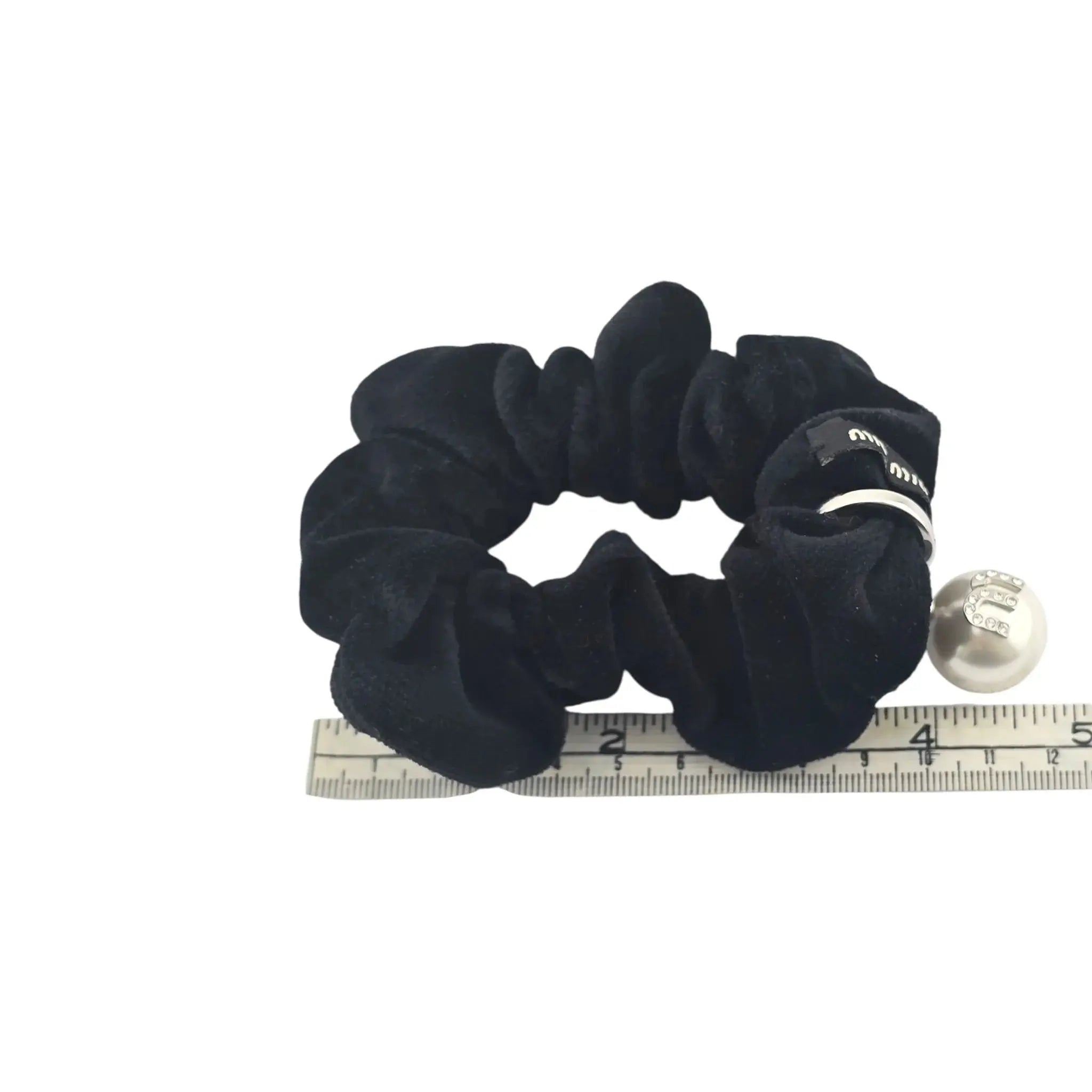 Miu Miu Black Velvet Pearl Scrunchie MIU MIU