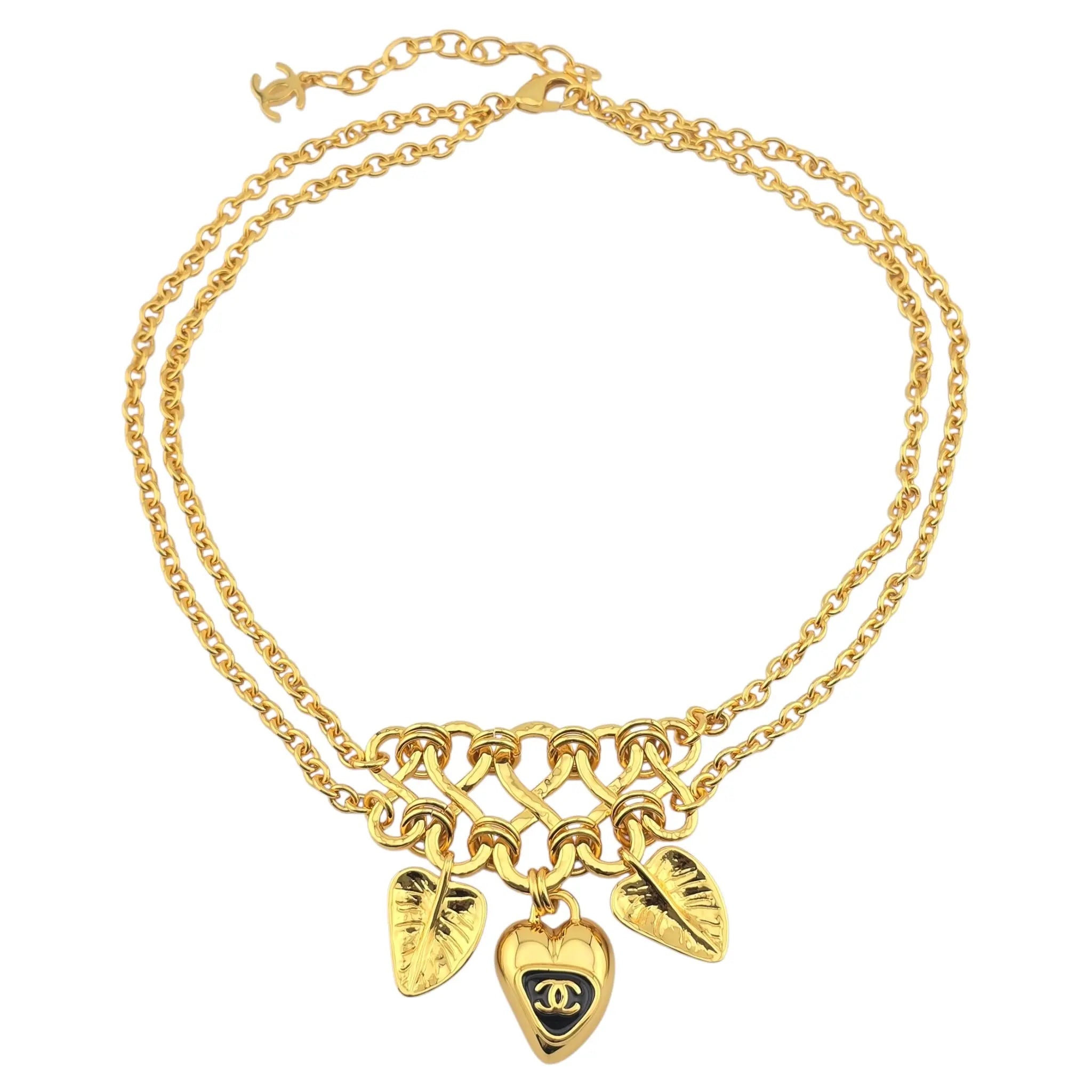 Chanel CC Gold Leaf Pendant Necklace 2025