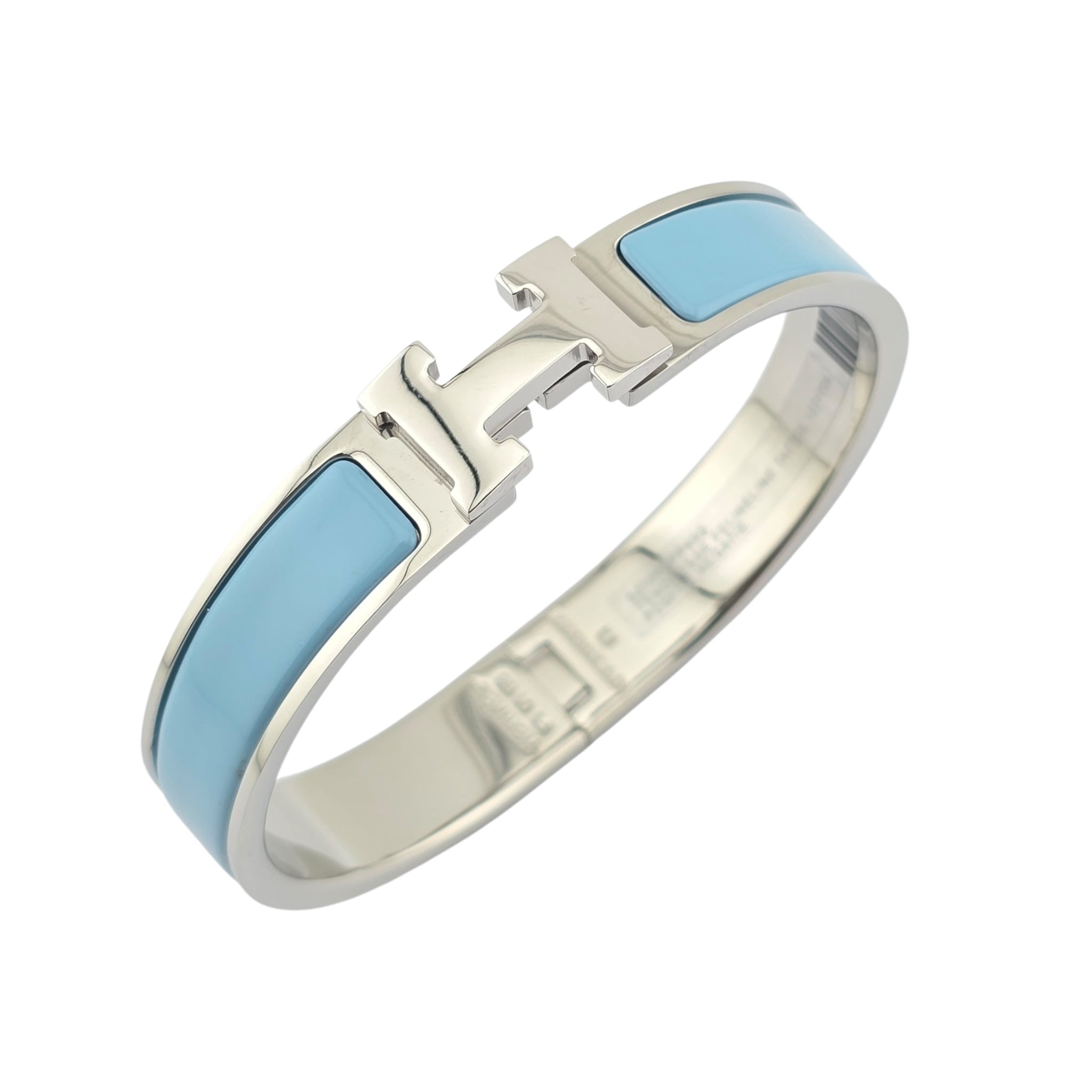 Hermes Clic H Bracelet Baby Blue Palladium GM