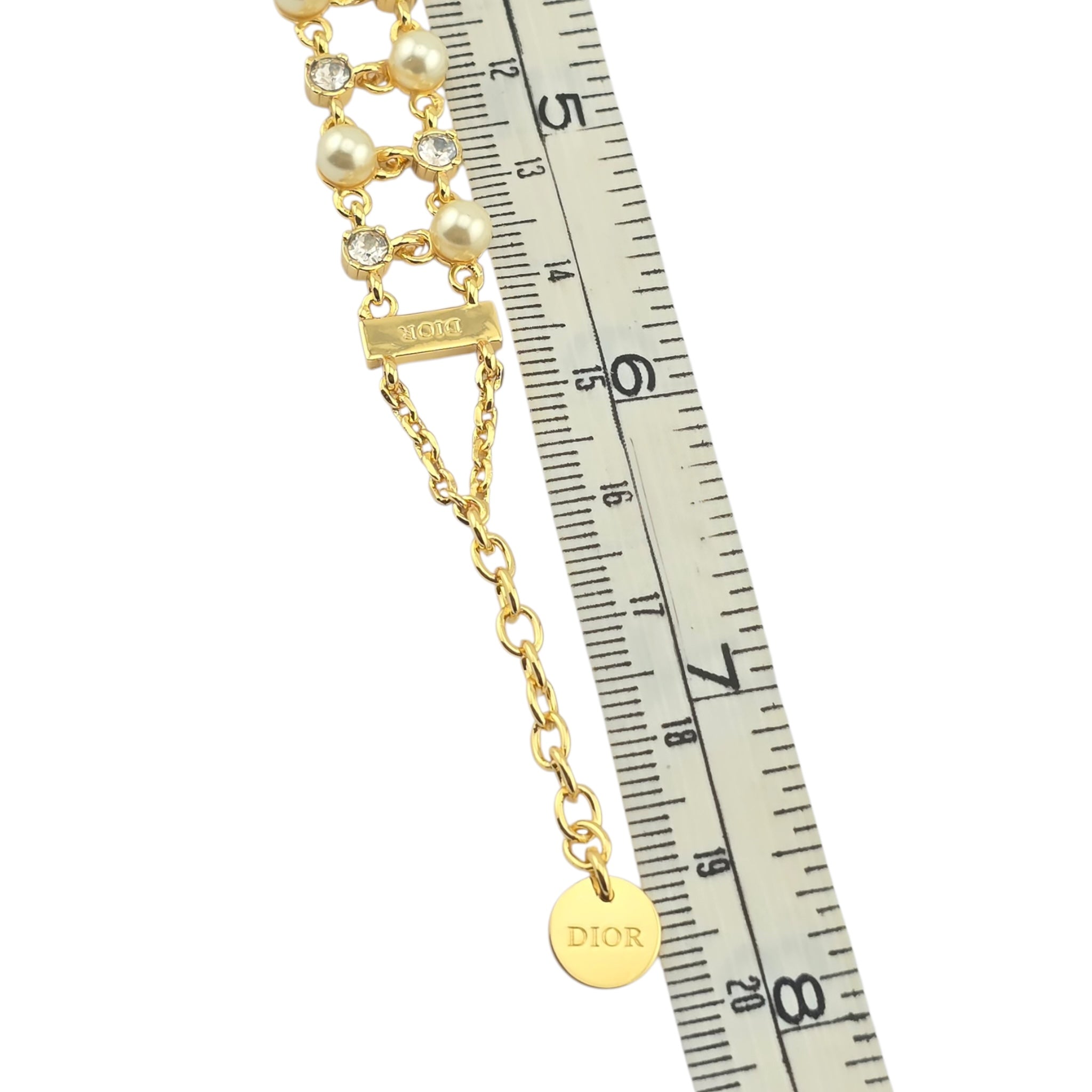 Christian Dior Gold Crystal Faux Pearls Bracelet