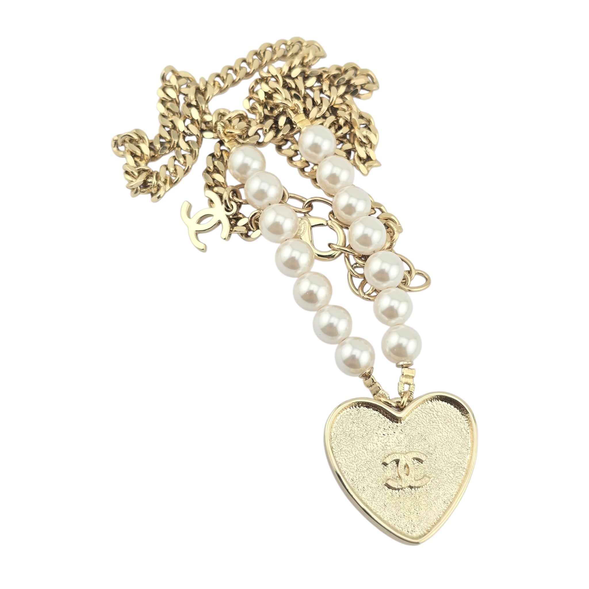 Chanel CC Black Enamel Heart Necklace 2024