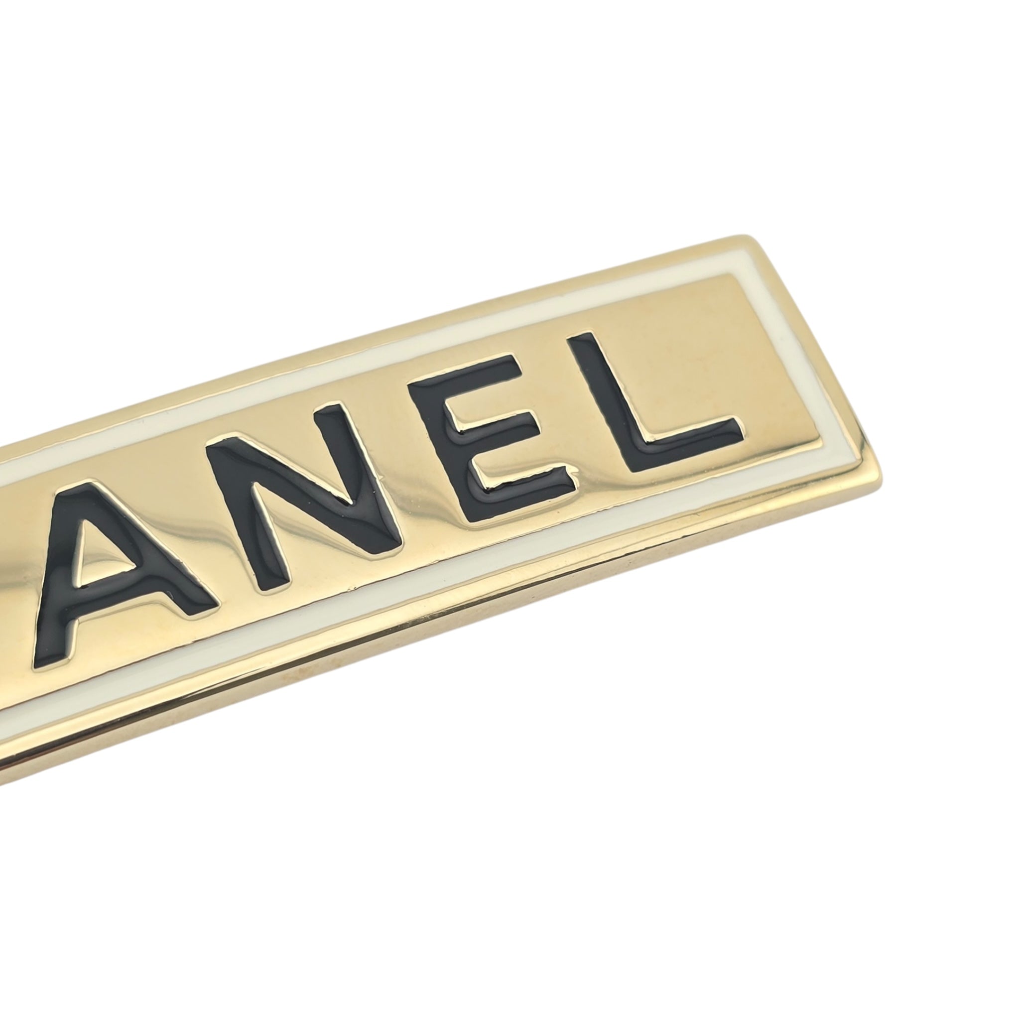Chanel Logo Gold Black Hair Barrette Clip 2021