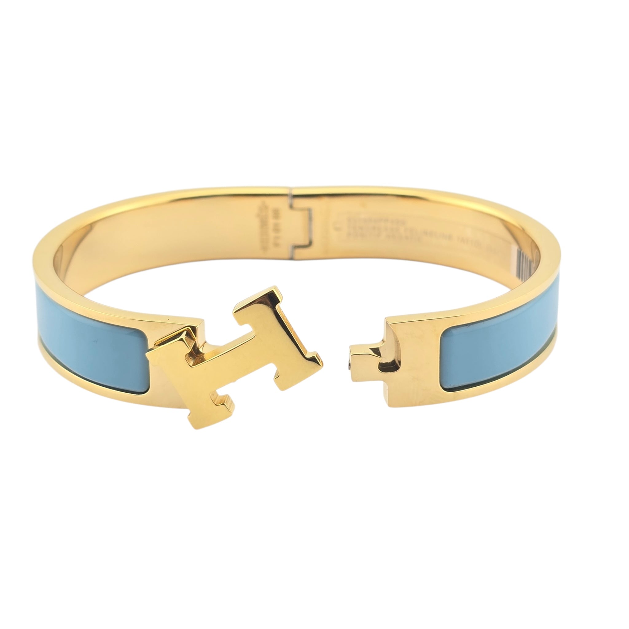 Hermes Clic H Bracelet Enamel Blue Gold GM