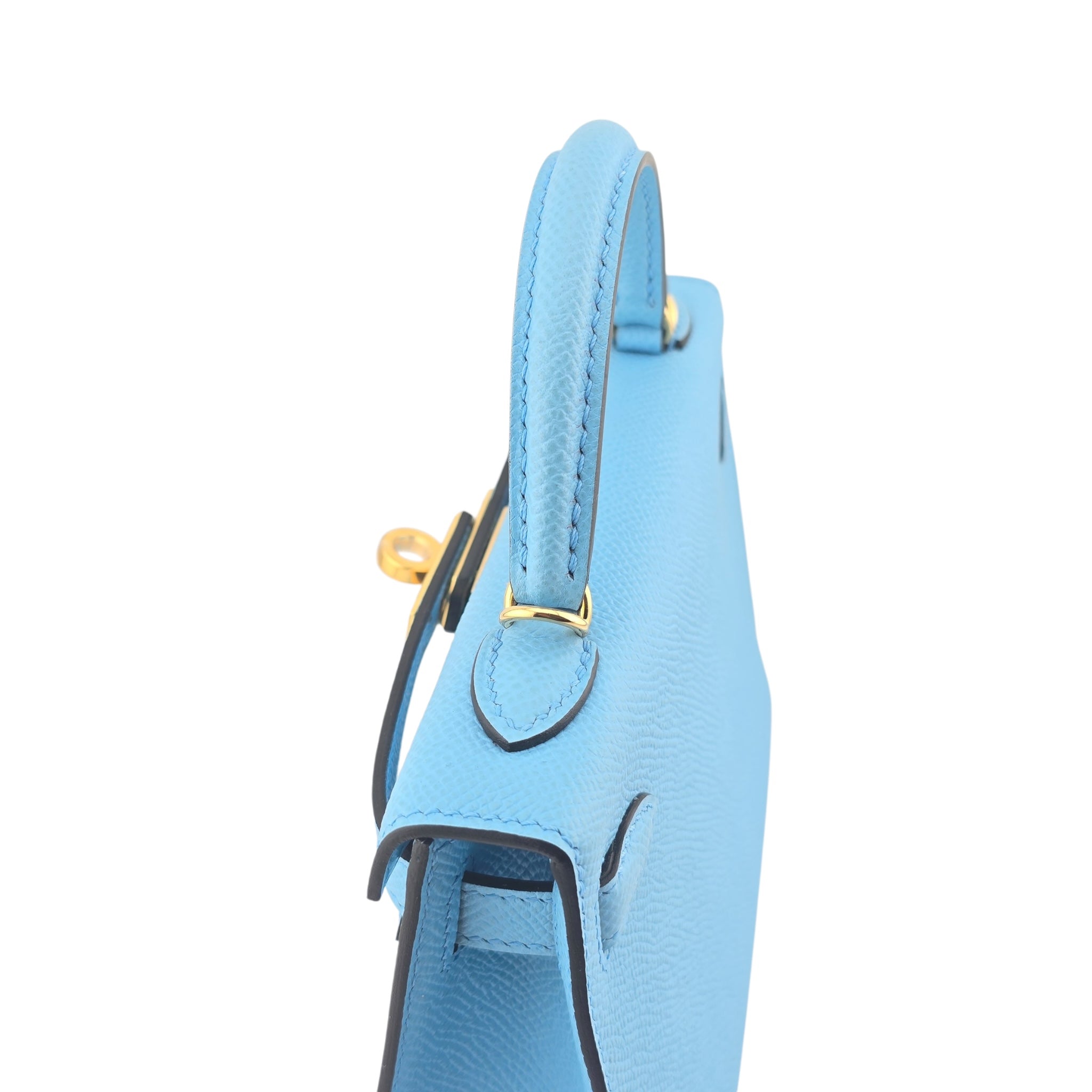 Hermes Mini Kelly II Bleu Celeste Epsom Gold Hardware