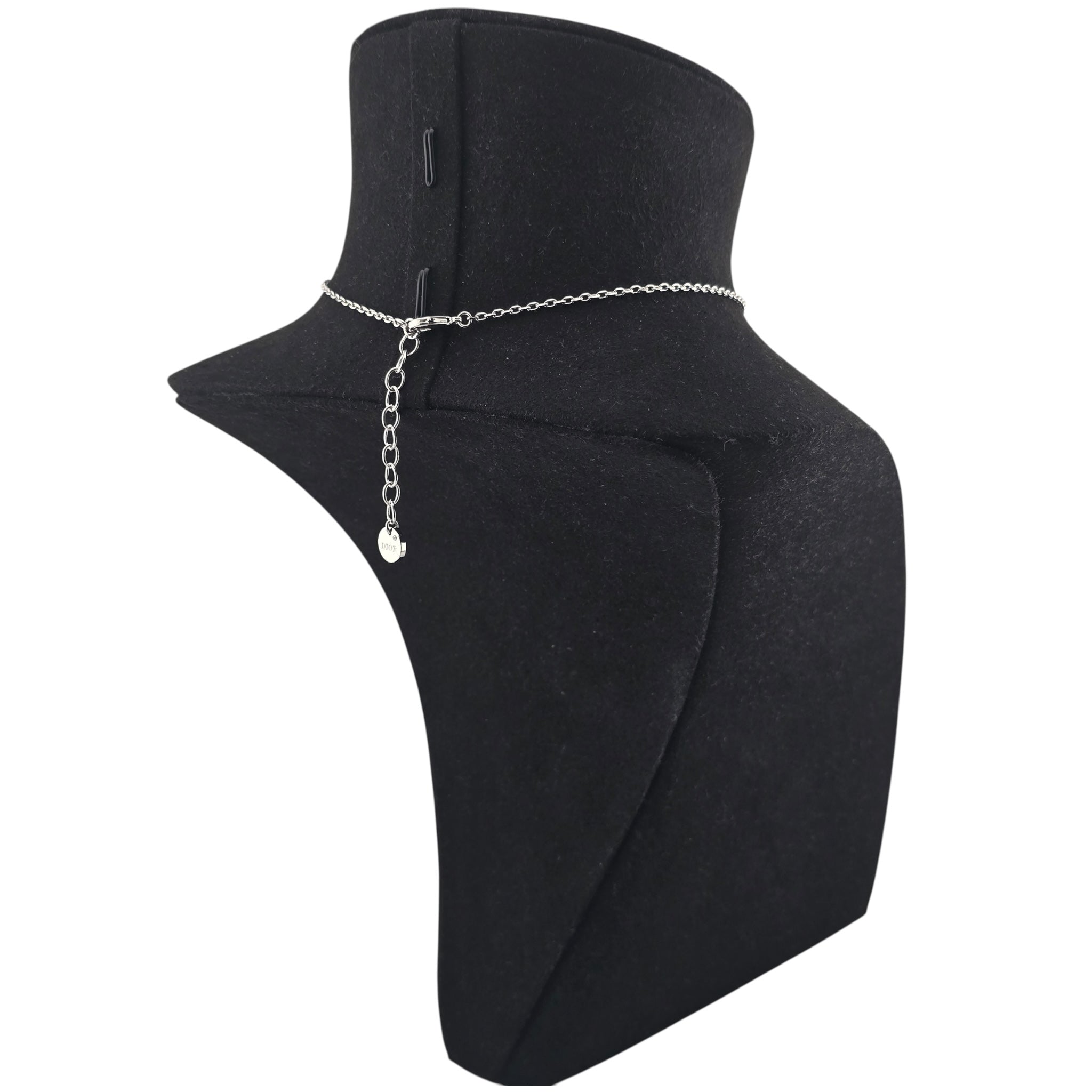 Christian Dior Silver Petit CD Crystal Necklace