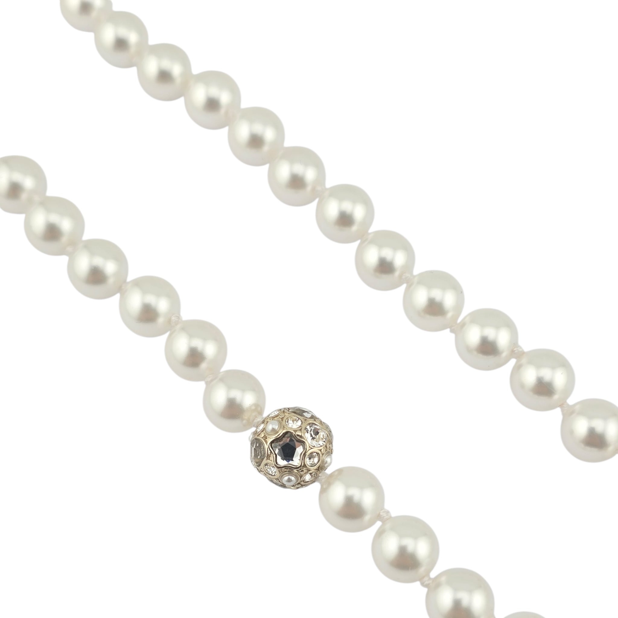 Chanel CC Faux Pearl Crystal Long Necklace 2025