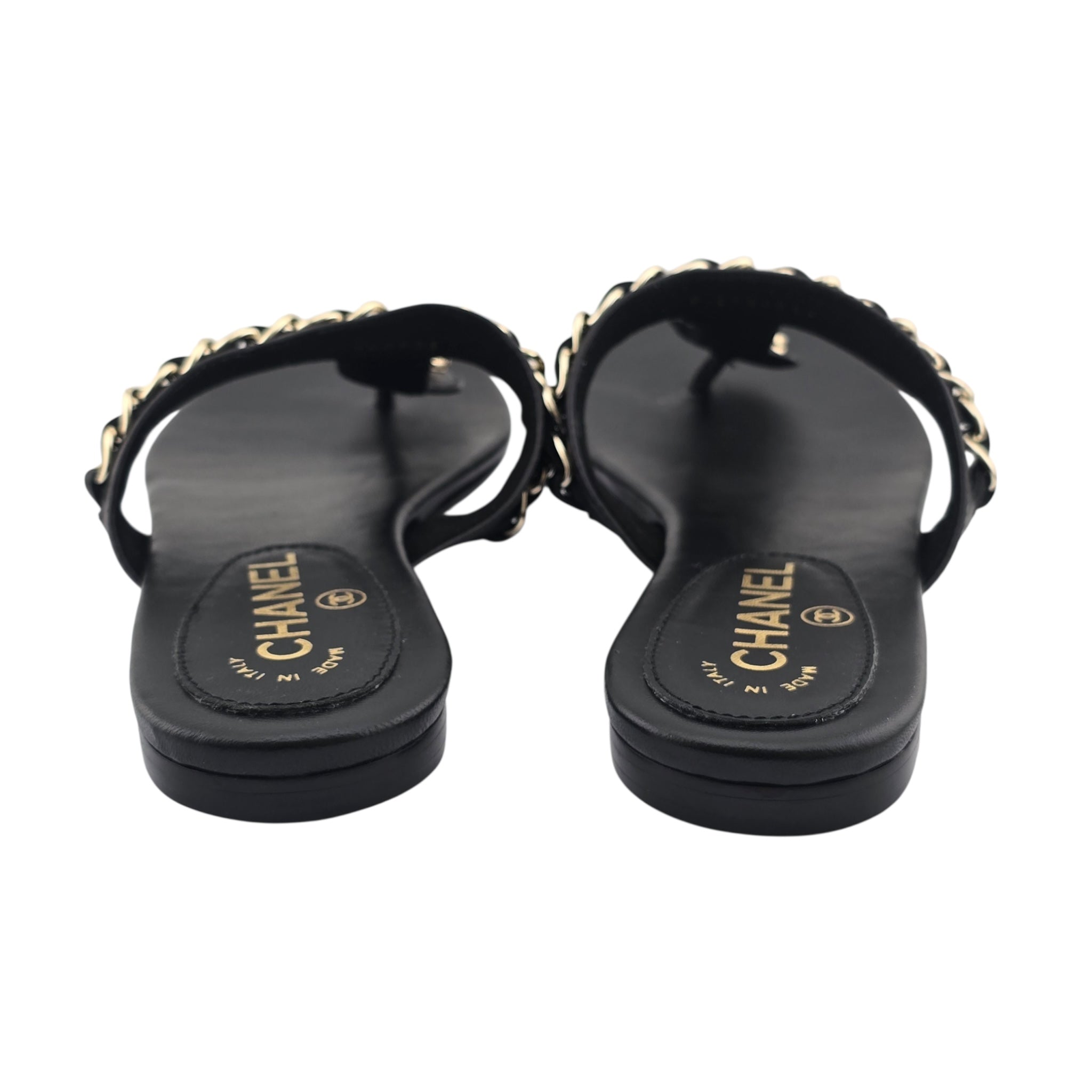 Chanel CC Black Turnlock Sandals - 39