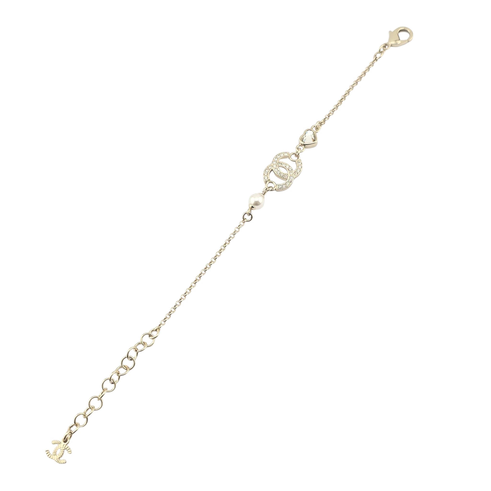 Chanel CC Gold Heart Crystal Bracelet 2025