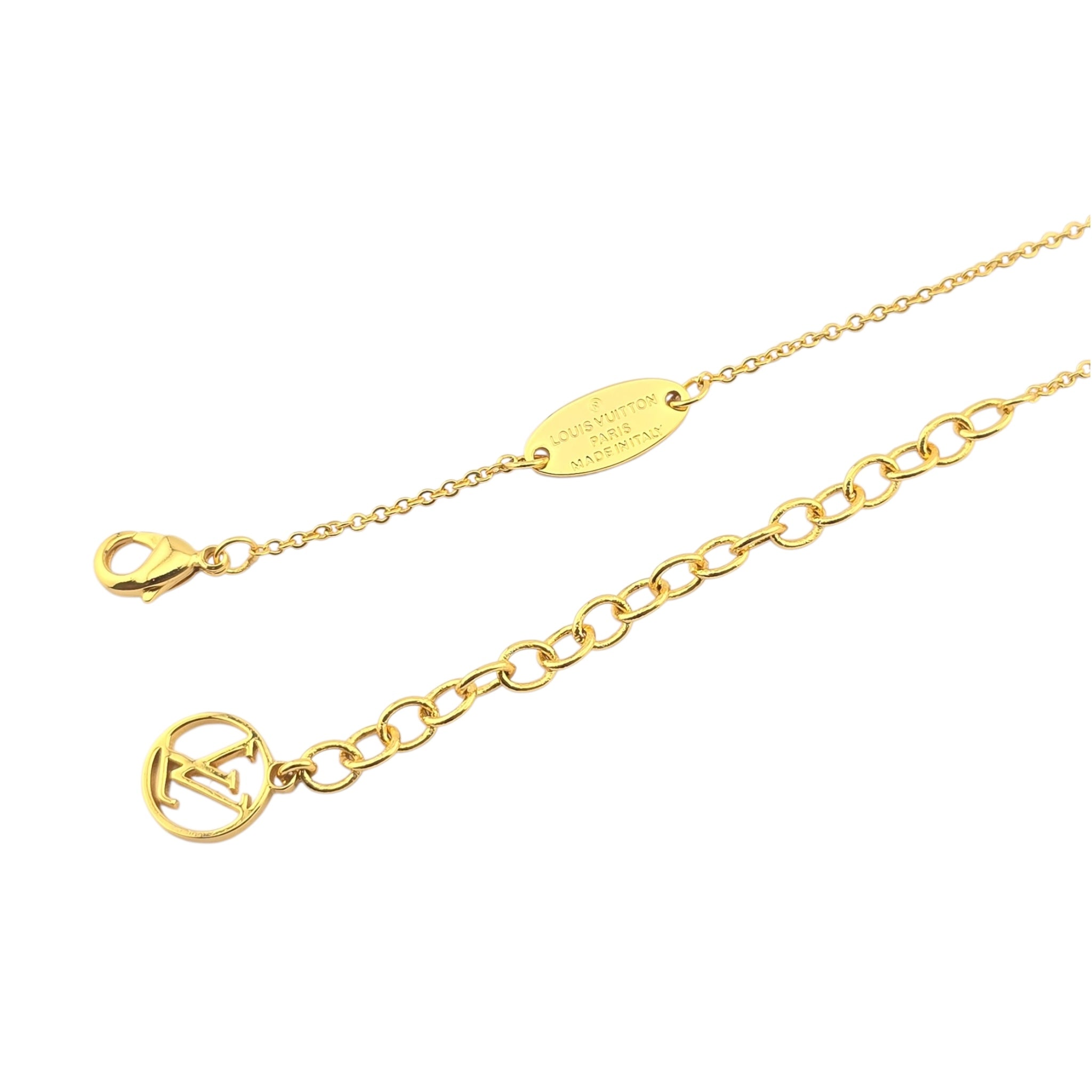 Louis Vuitton LV Nanogram Name Tag Necklace Gold