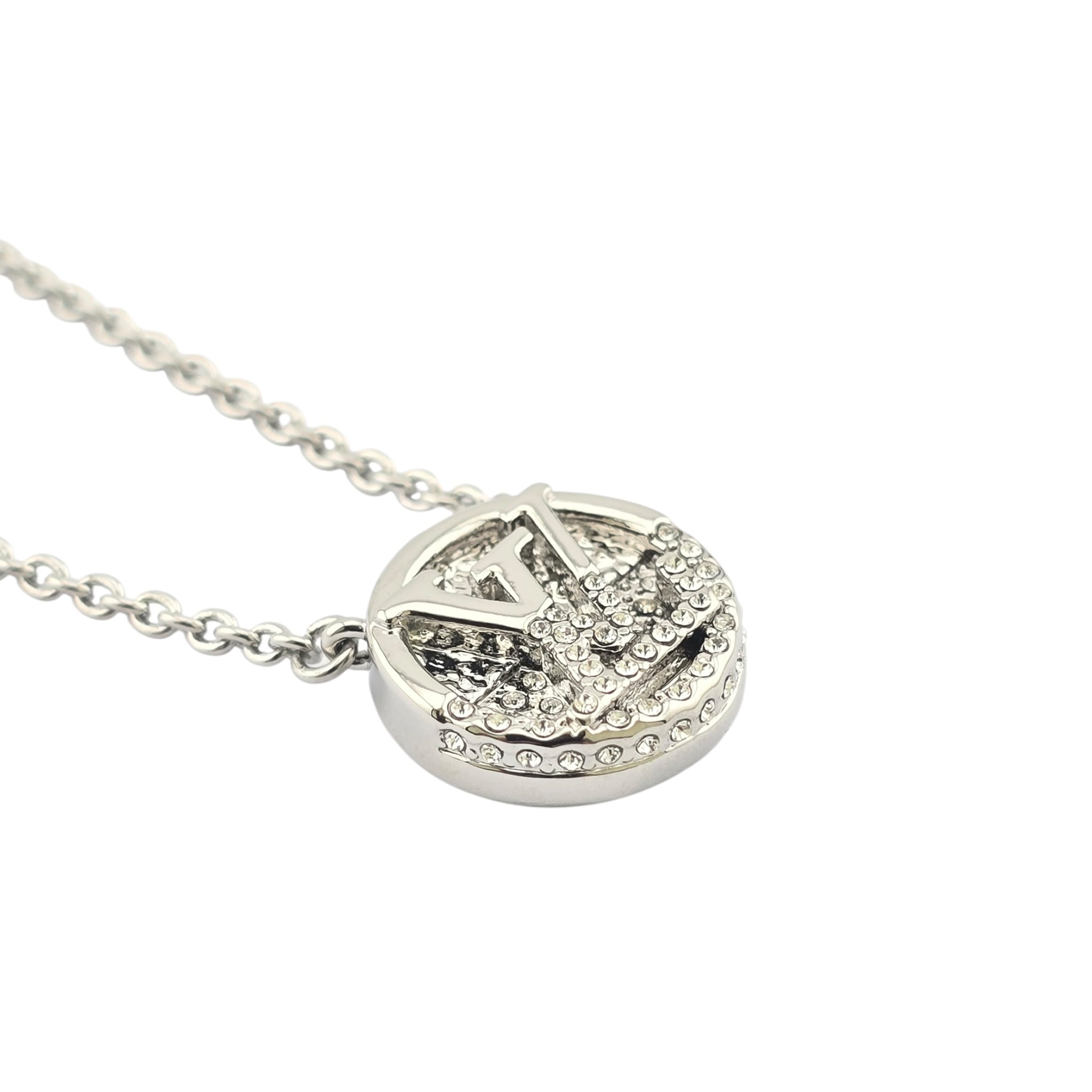Louis Vuitton L To V Silver Crystal Necklace