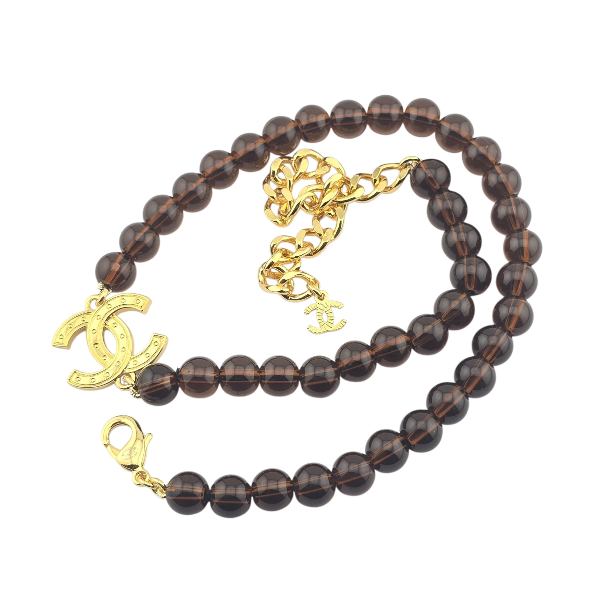 Chanel CC Brown Gold Bead Necklace 2025 CHANEL
