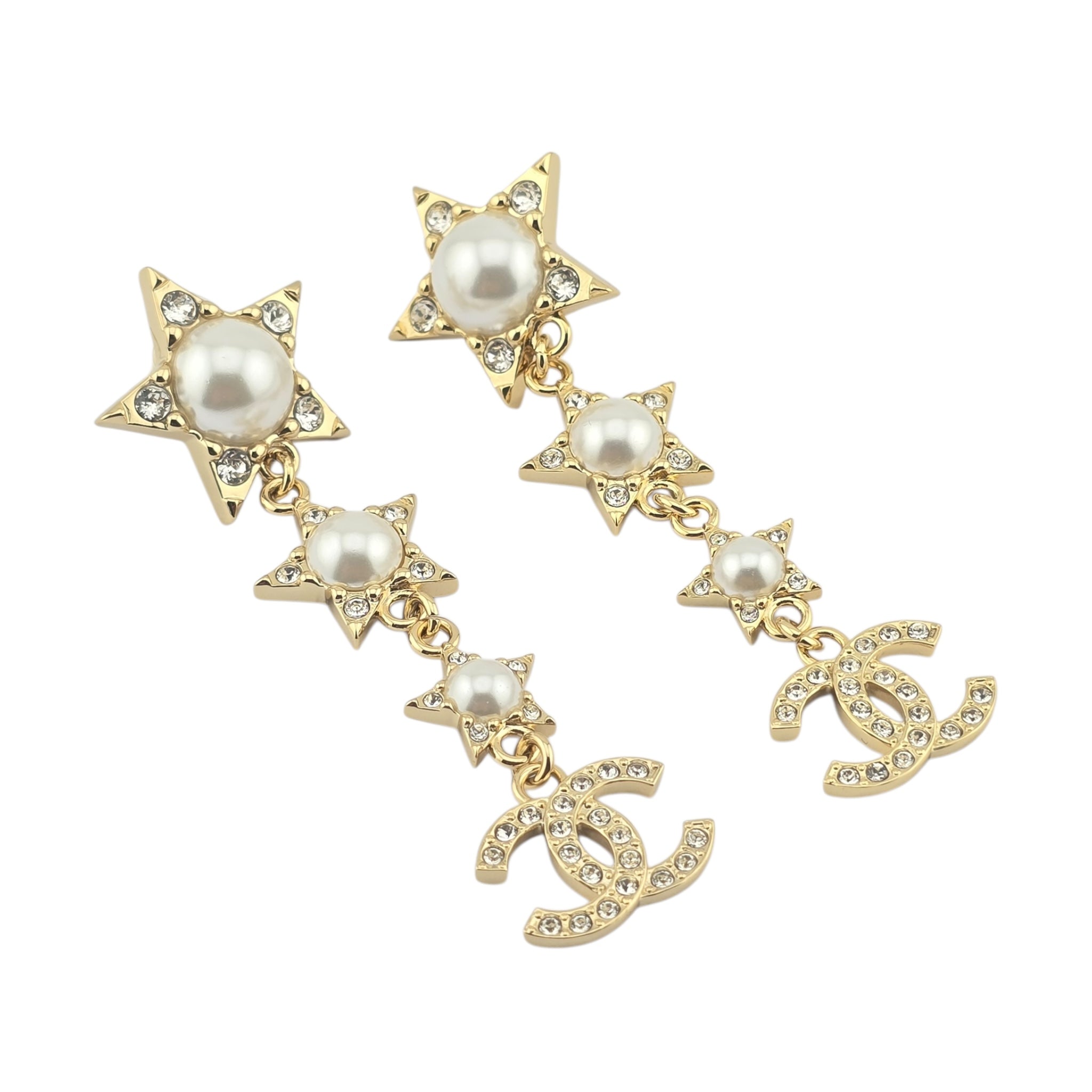 Chanel CC Gold Stars Drop Earrings 2024 CHANEL