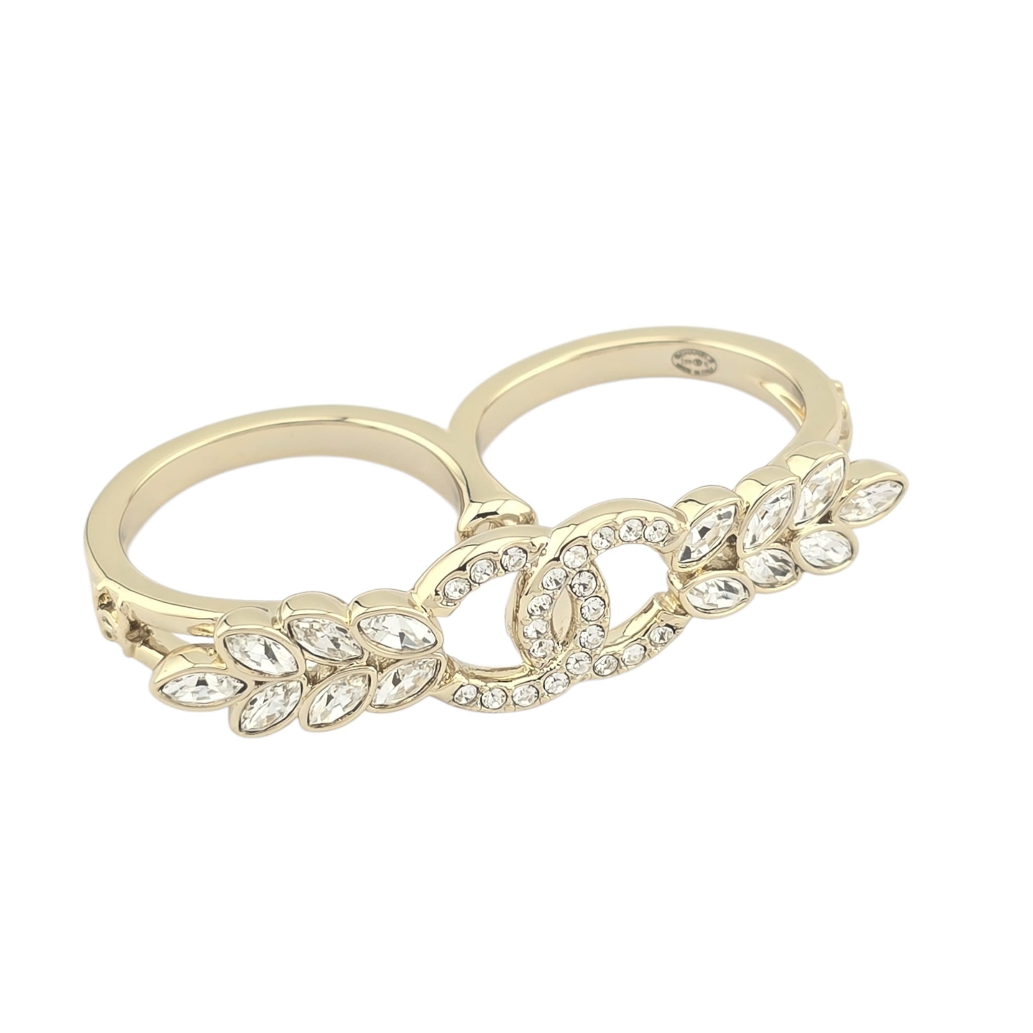 Chanel CC Gold Crystal Floral Ring B23 CHANEL