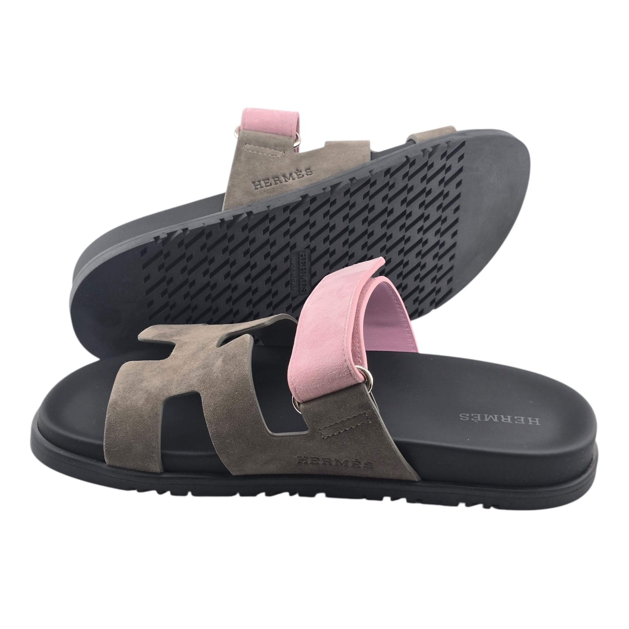 Hermes Chypre Suede Sandal Toundra / Rose 39 UK6 HERMES