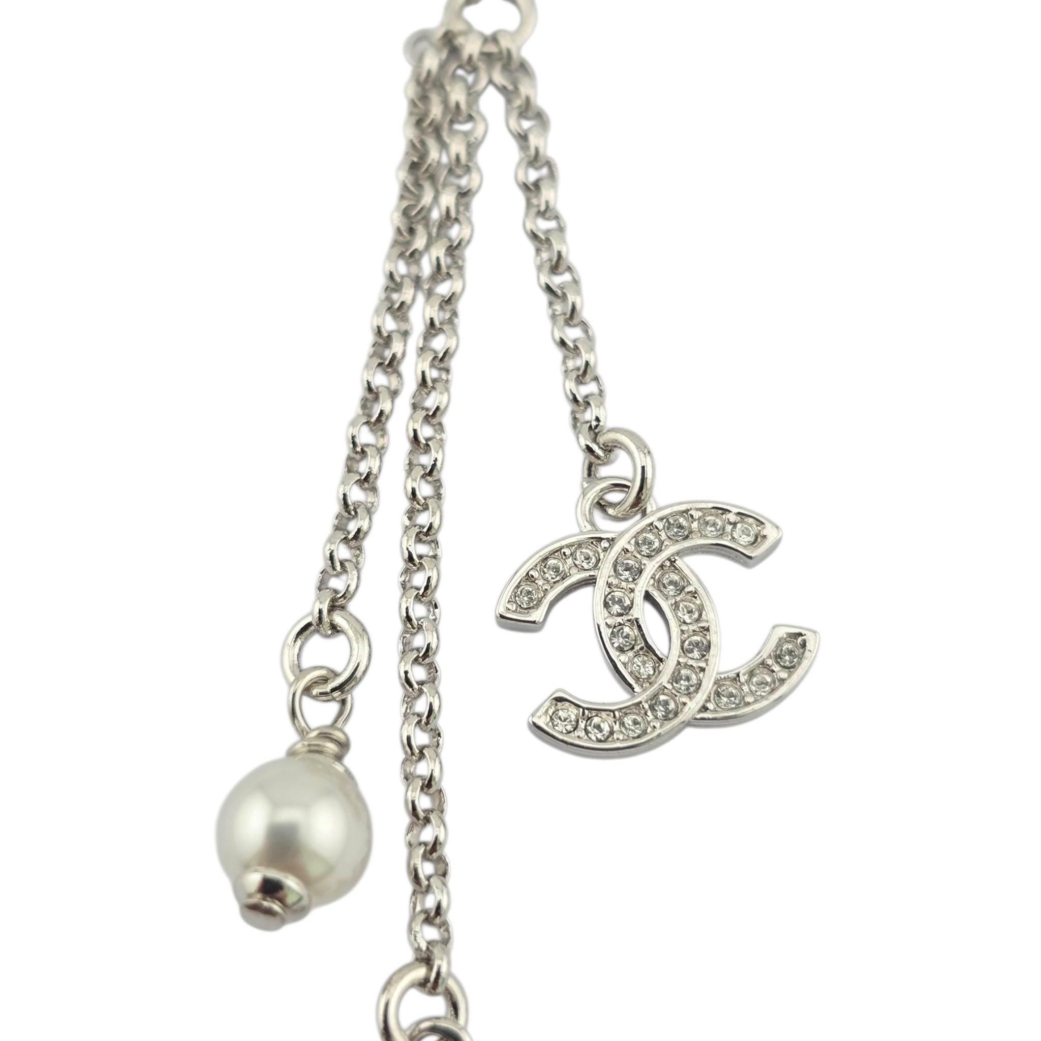 Chanel CC Silver Drop Pendant Necklace 2025 CHANEL