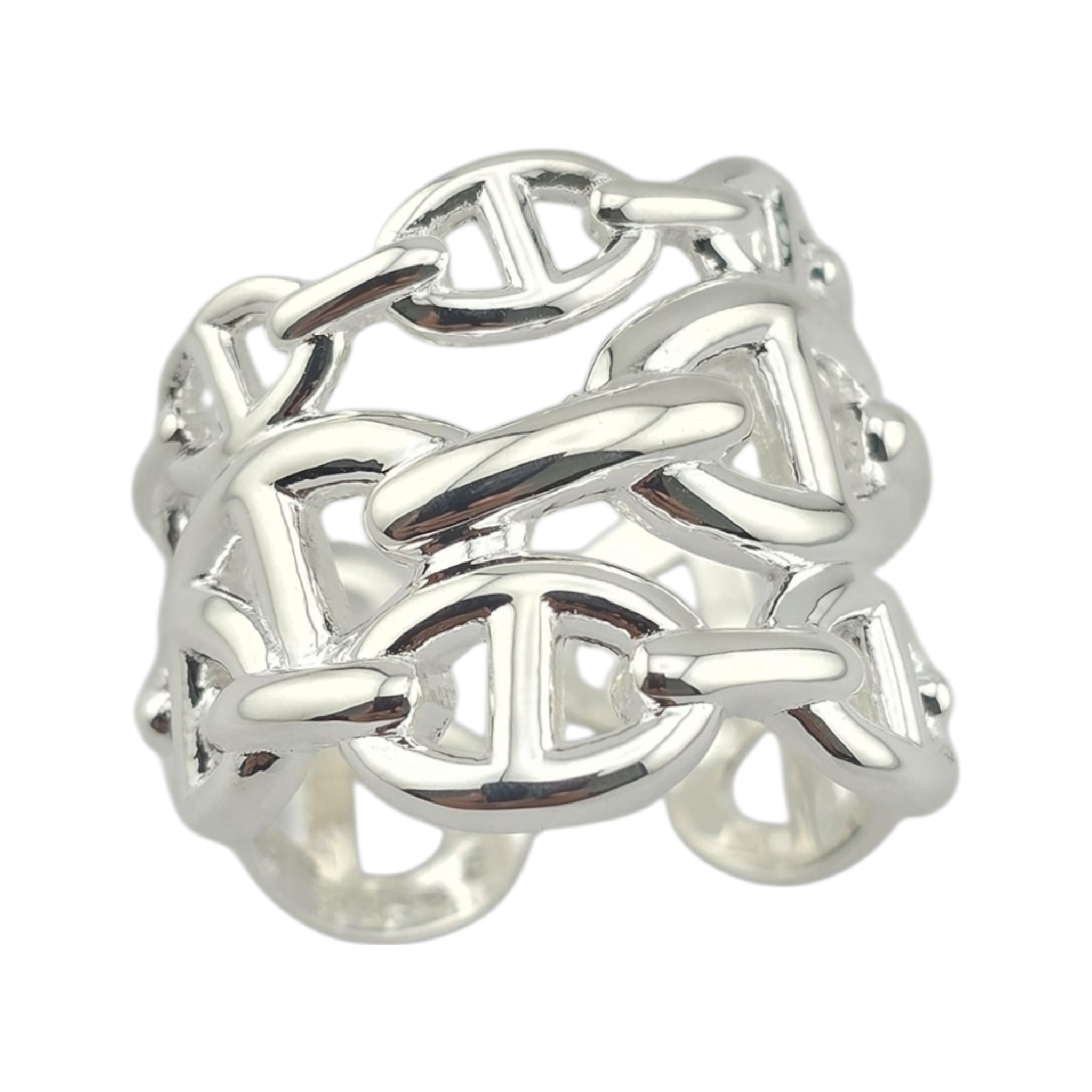 Hermes Chaine d'ancre Enchainee Silver Ring Large Model HERMES