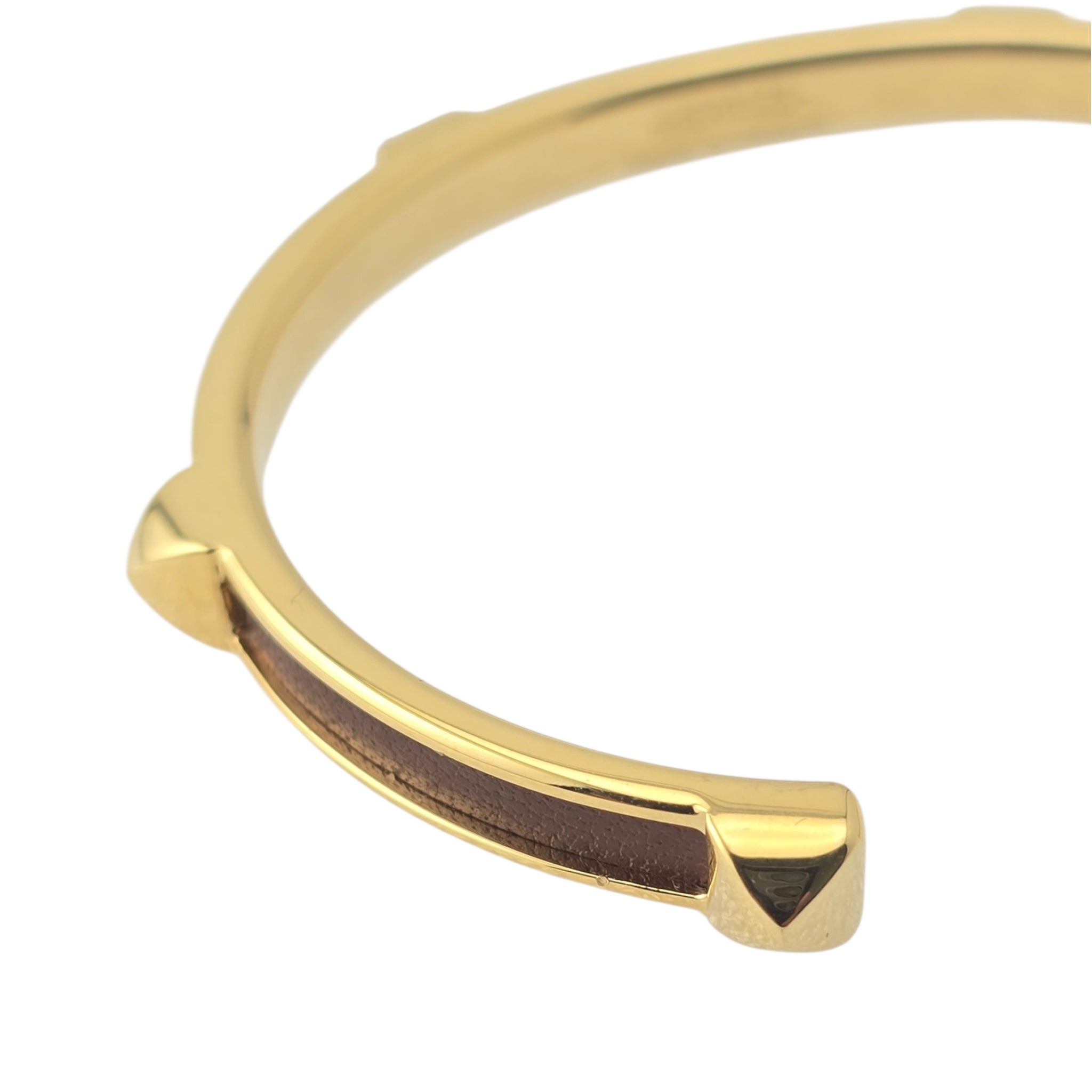Hermes Athena Brown Gold Leather Bracelet HERMES