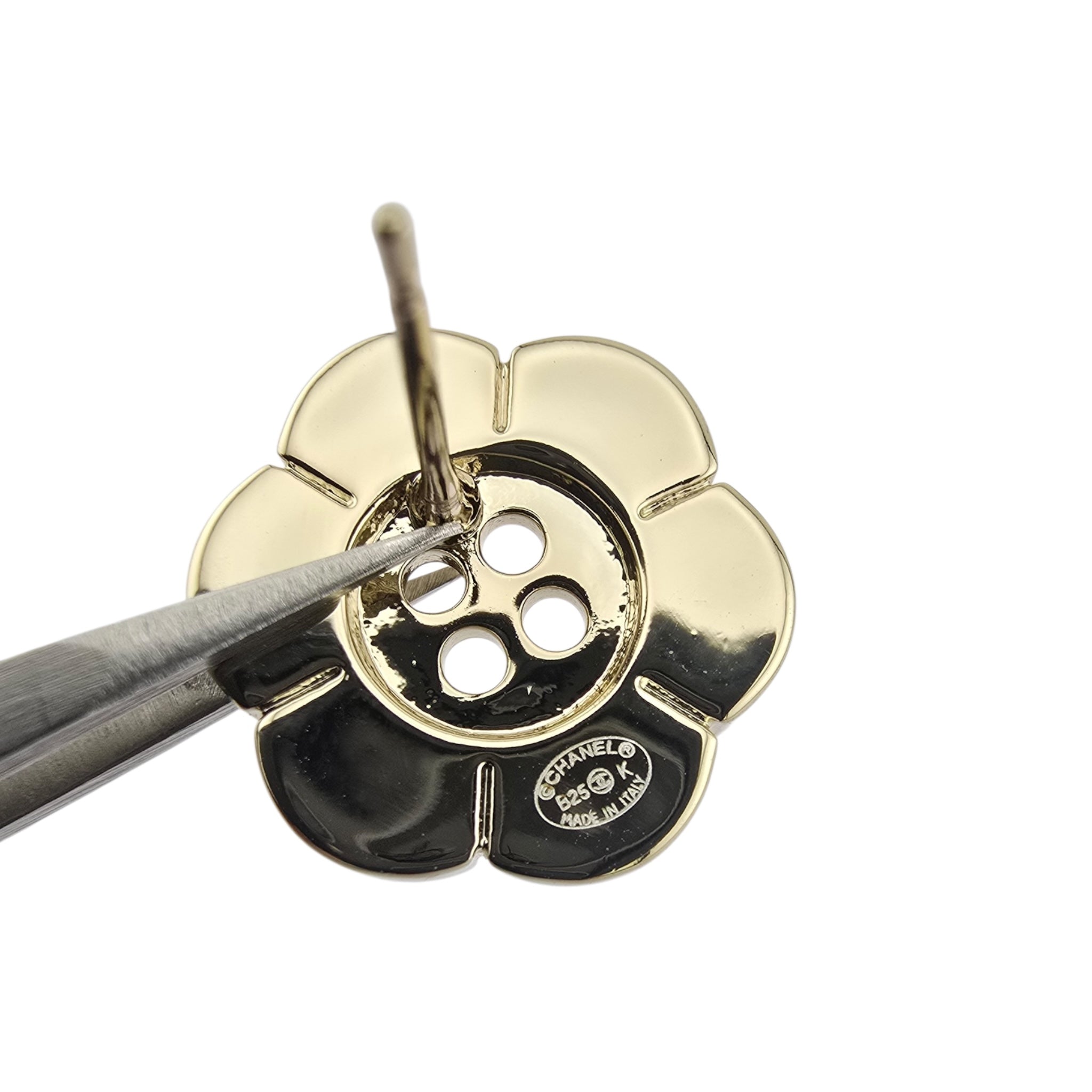 Chanel Logo Button Gold Earrings 2025 CHANEL