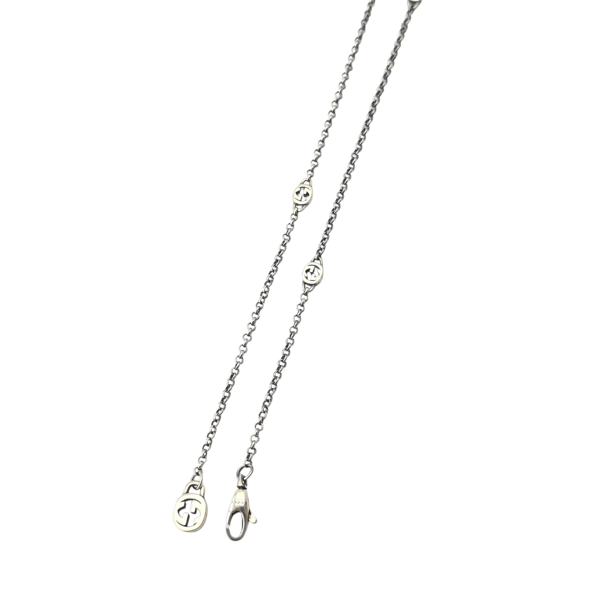 GUCCI Interlocking G Flower Sterling Silver Necklace GUCCI