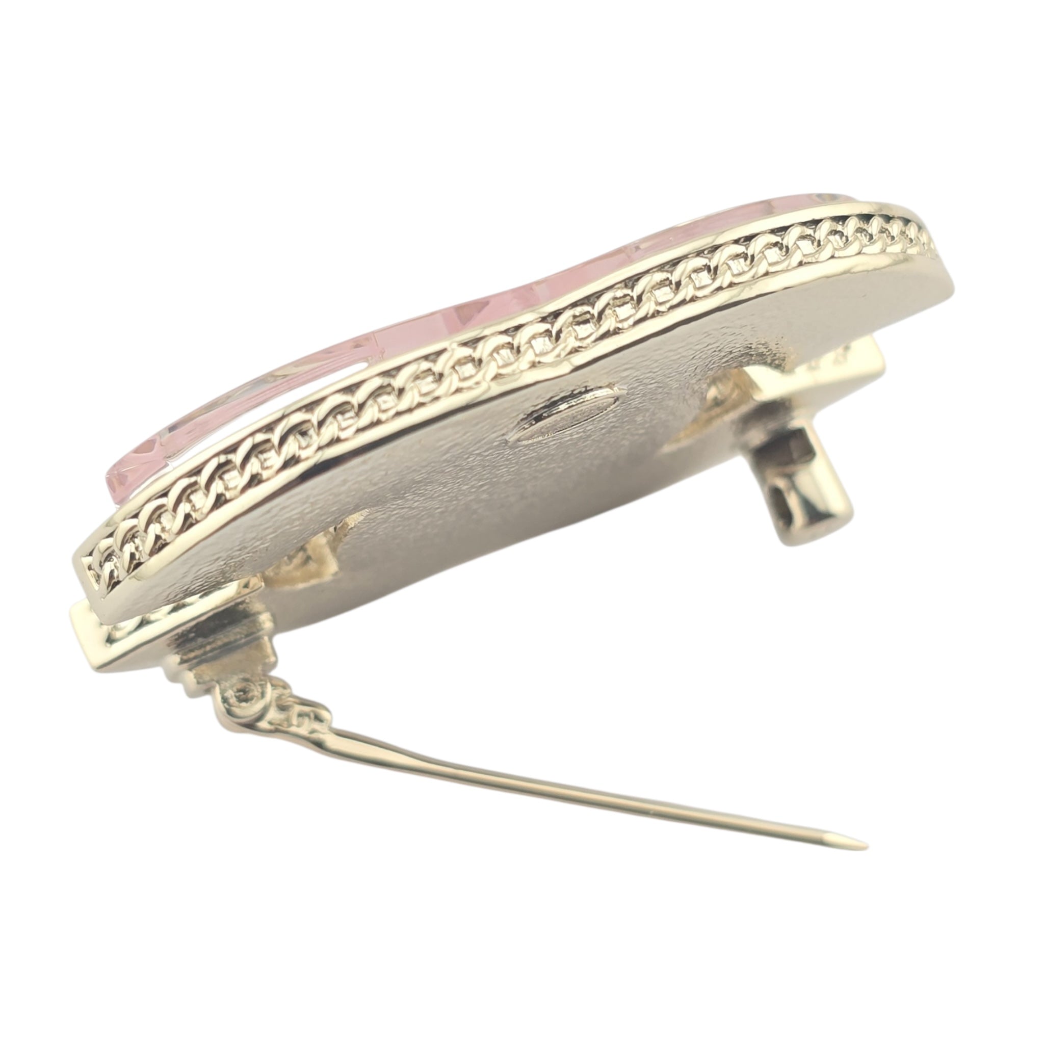 Chanel CC Gold Pink Resin Brooch 2025 CHANEL