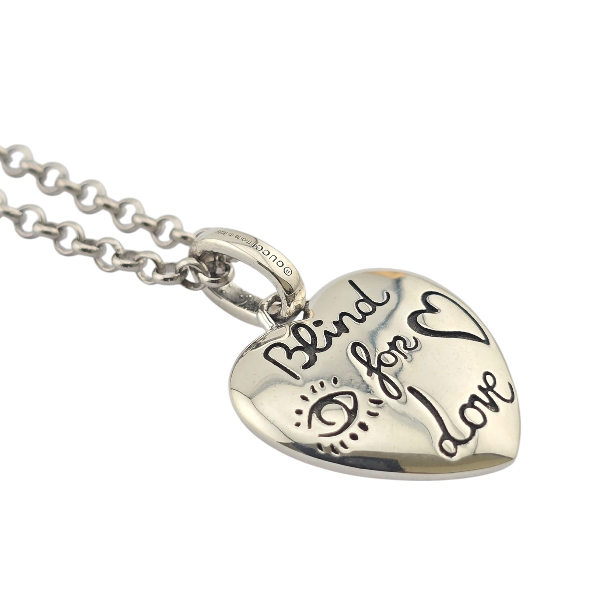 GUCCI Blind For Love Heart Sterling Silver Necklace GUCCI