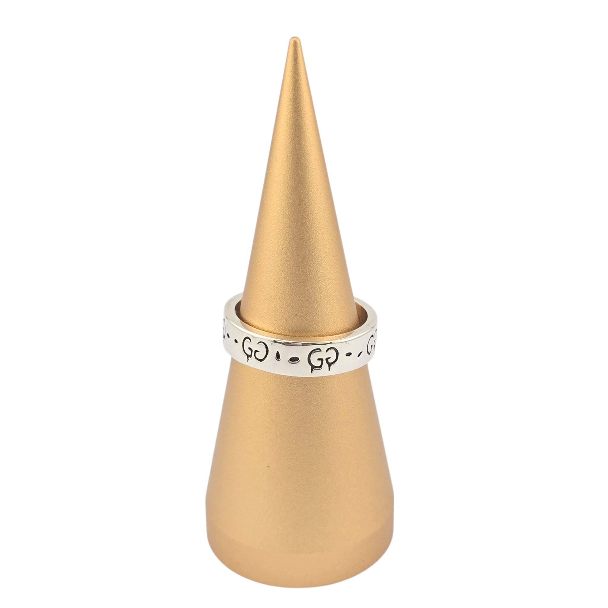 GUCCI Ghost Skull Silver GG Ring 4mm GUCCI