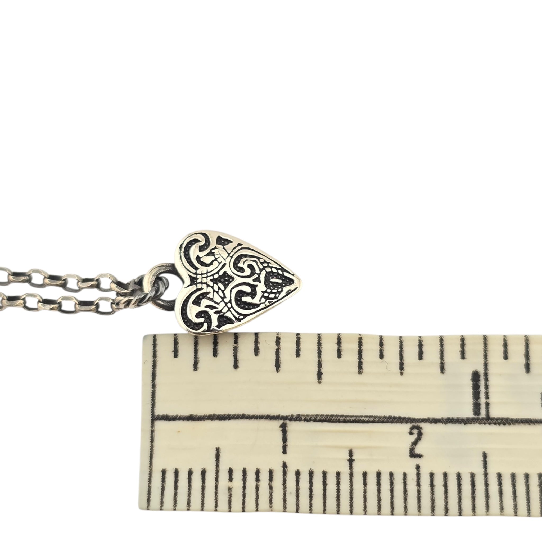 GUCCI GG Engraved Heart Charm Sterling Silver Necklace GUCCI