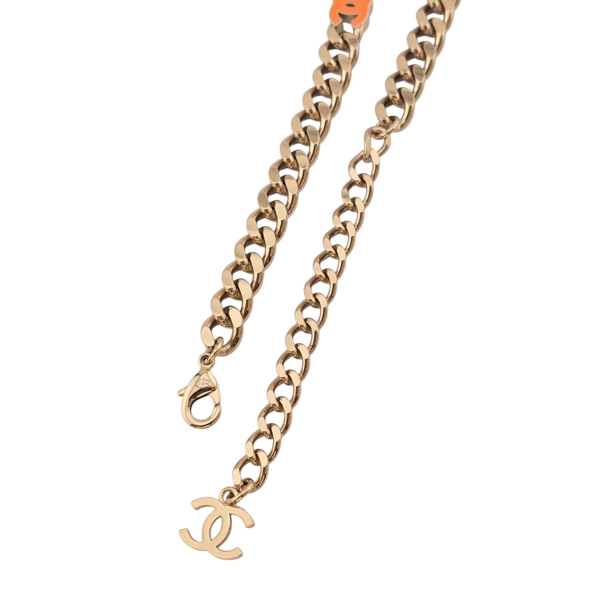 Chanel CC Metal Enamel Chain Gold Multicolor Necklace B24C CHANEL