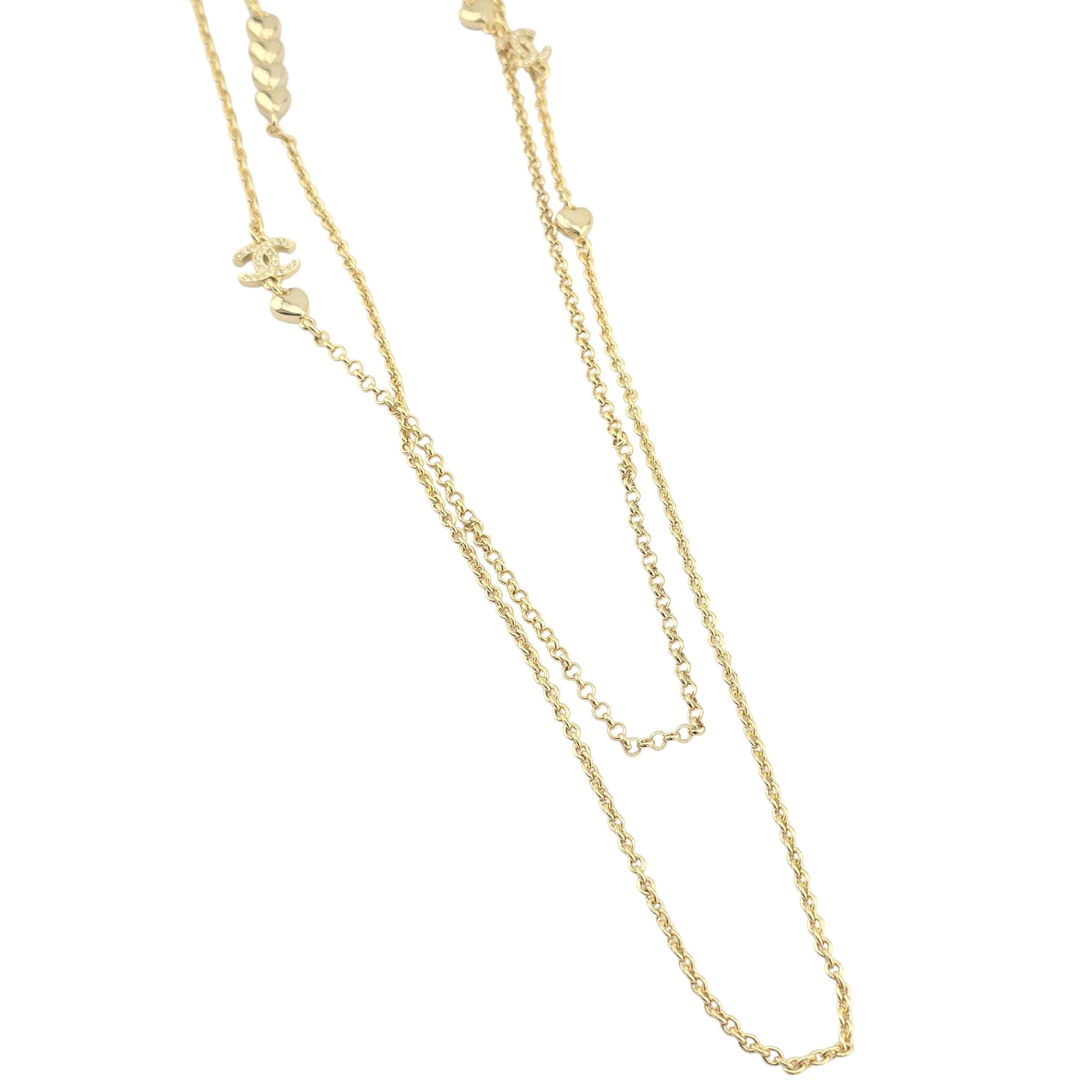 Chanel CC Long Necklace Gold Hearts 2023 CHANEL
