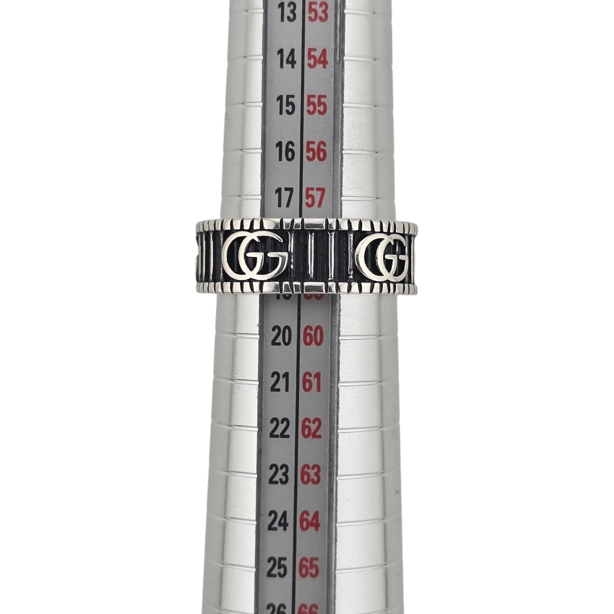 GUCCI GG Marmont Double G Black Sterling Silver Ring GUCCI