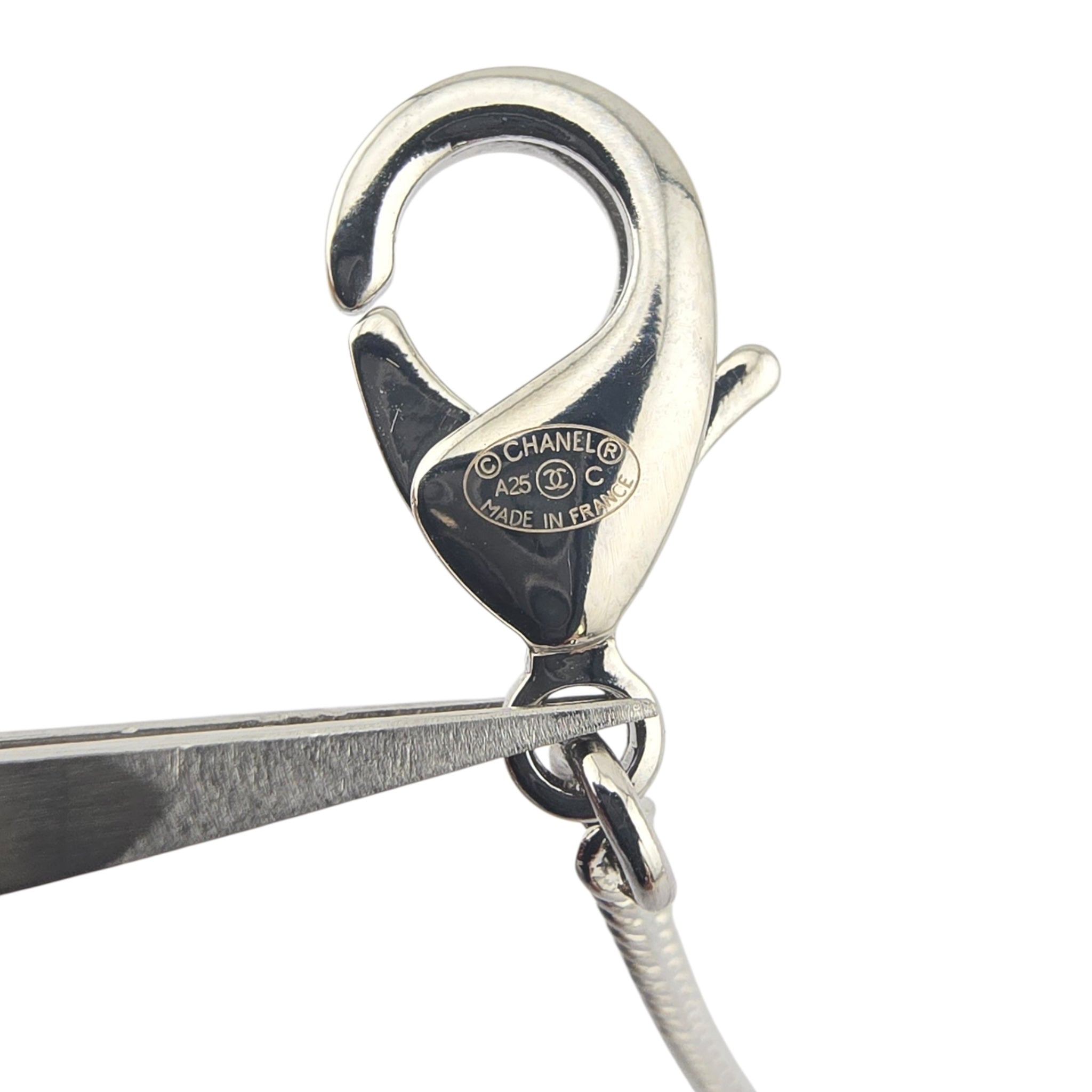 Chanel CC Silver Crystal Oval Pendant Necklace 2025 CHANEL