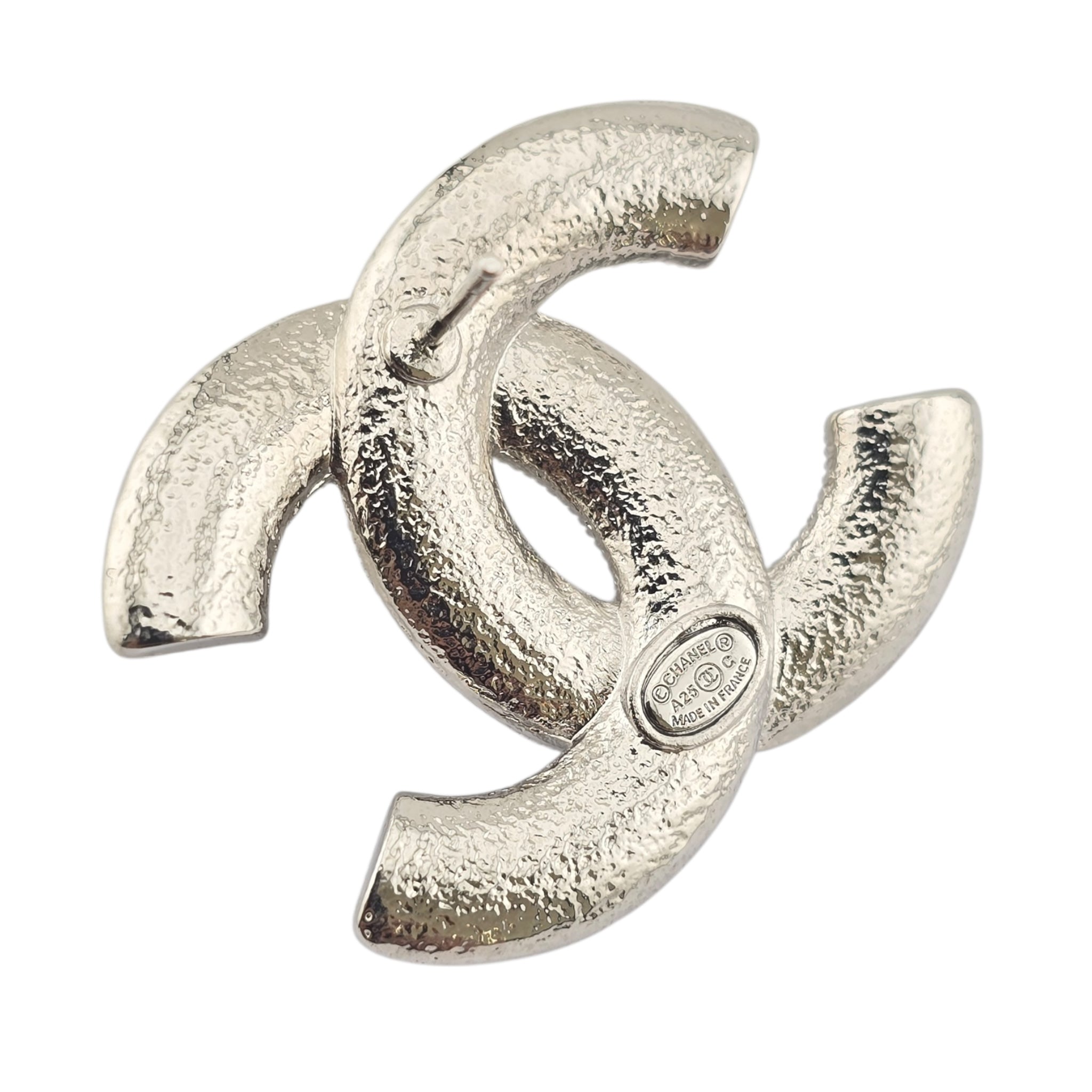 Chanel CC Silver Crystals Enamel Earrings 2025 CHANEL