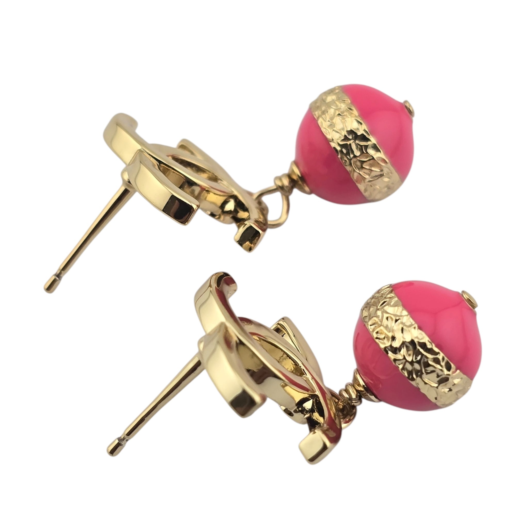 Chanel CC Resin Drop Pink Gold Earrings 2024 CHANEL