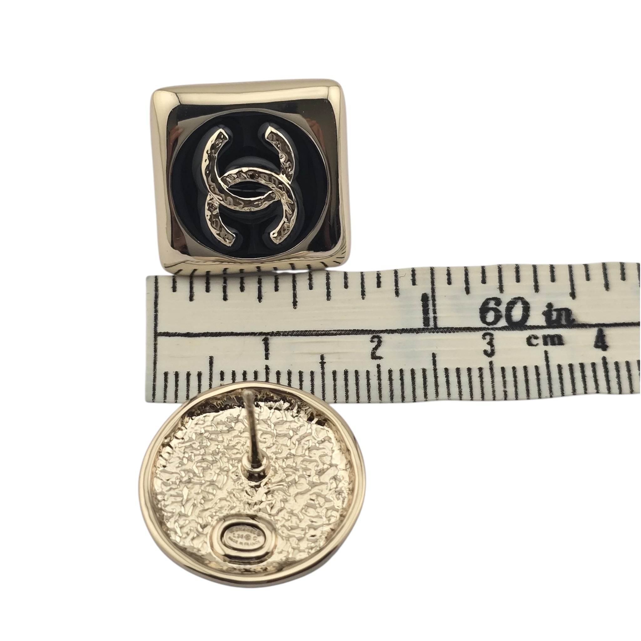 Chanel CC Gold Dark Blue Stud Earrings 2026 CHANEL