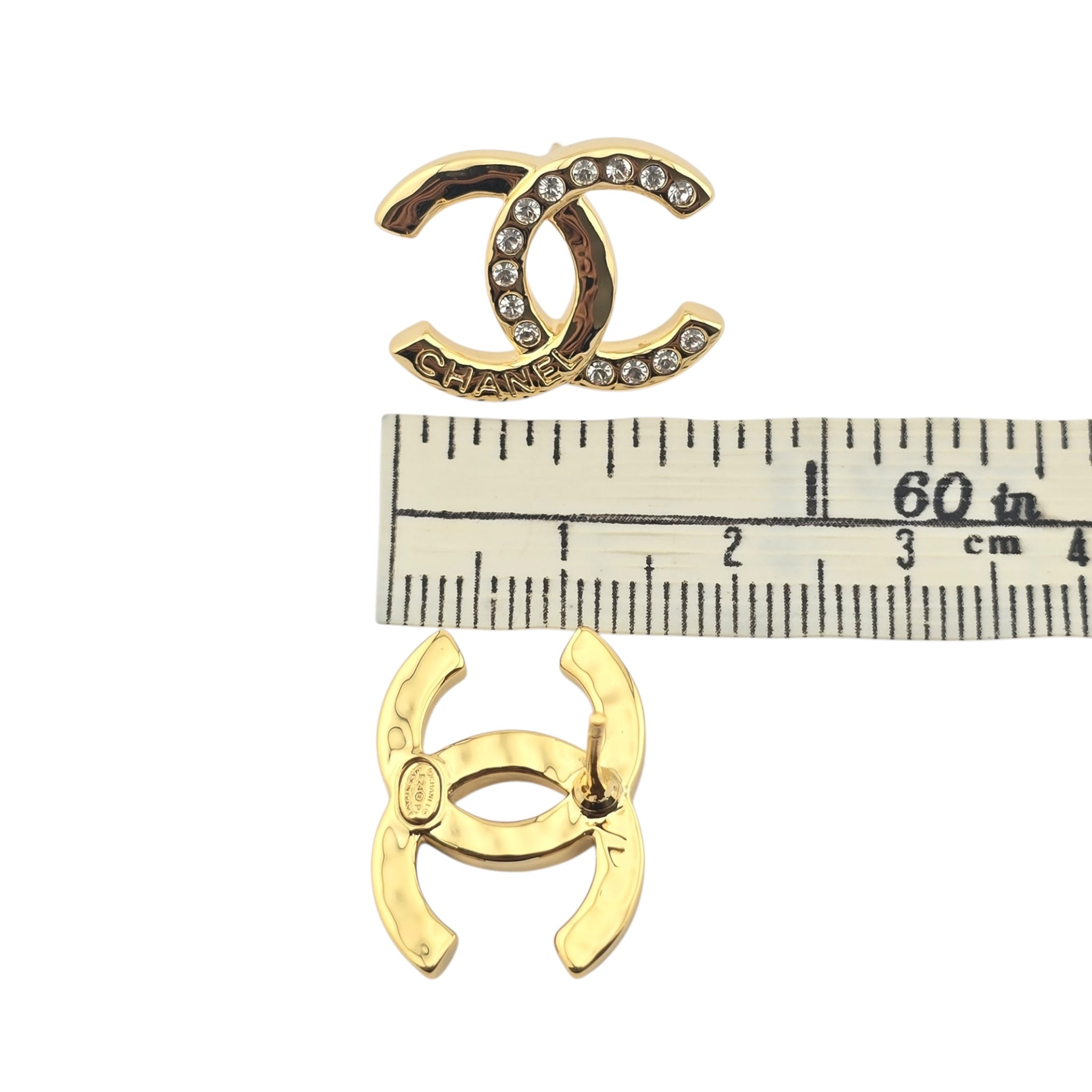 Chanel CC Gold Stud Crystal Earrings 2024 CHANEL