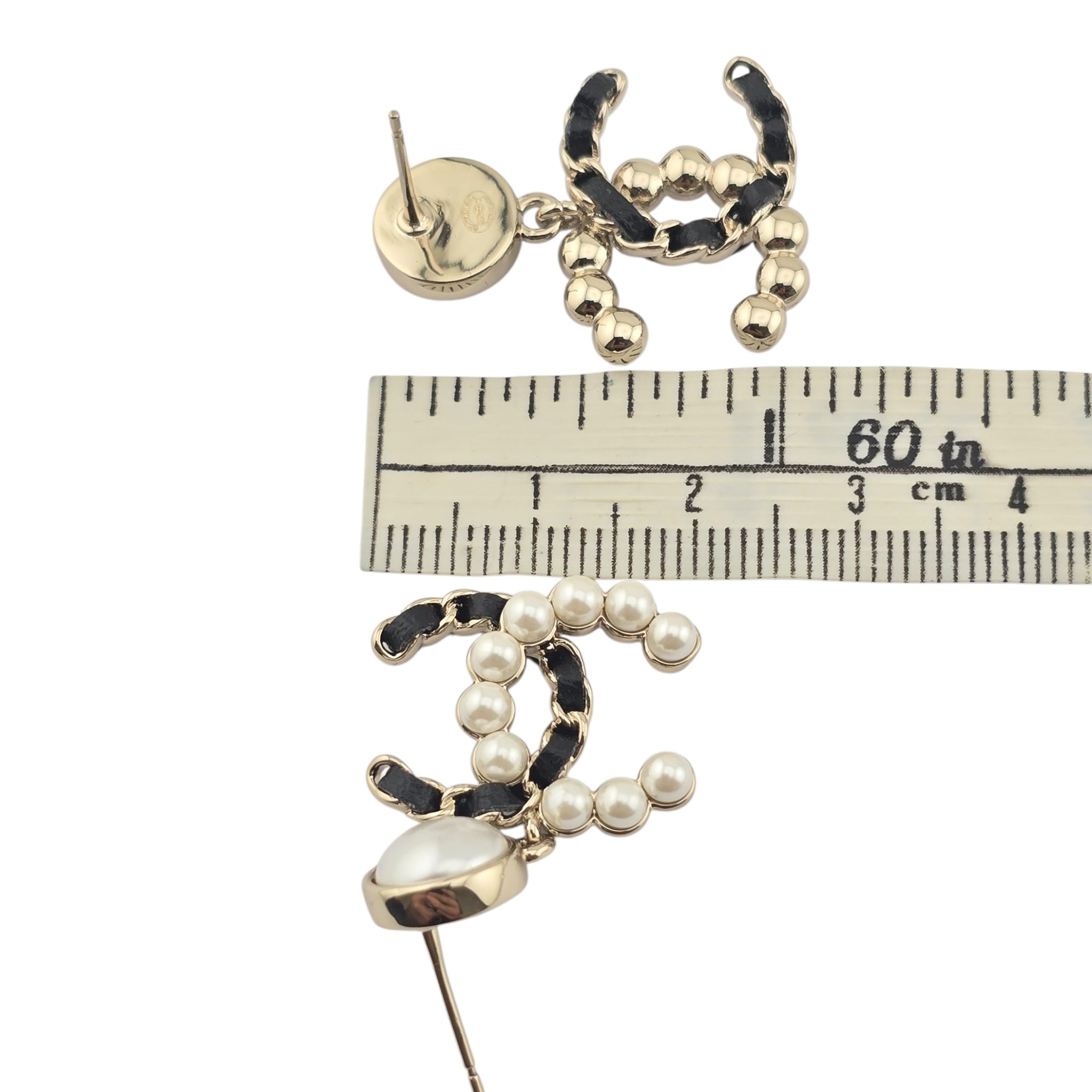 Chanel CC Faux Pearl Leather Drop Earrings 2025