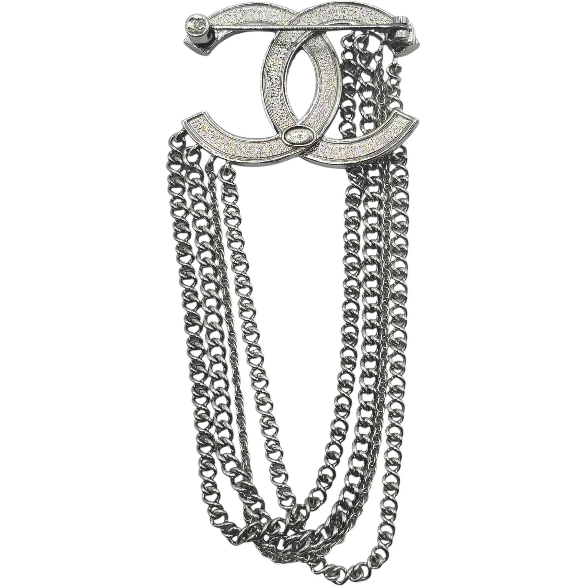 Chanel CC Gunmetal Chain Brooch 2021