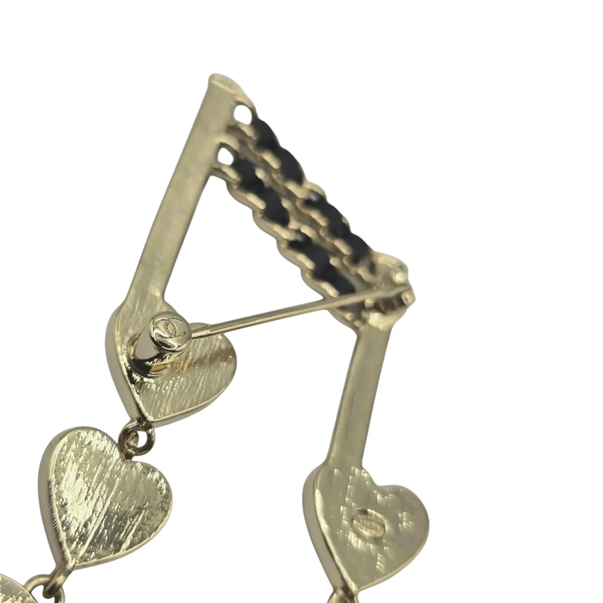 Chanel 24A CC Gold Music Note Heart Brooch 2024 CHANEL