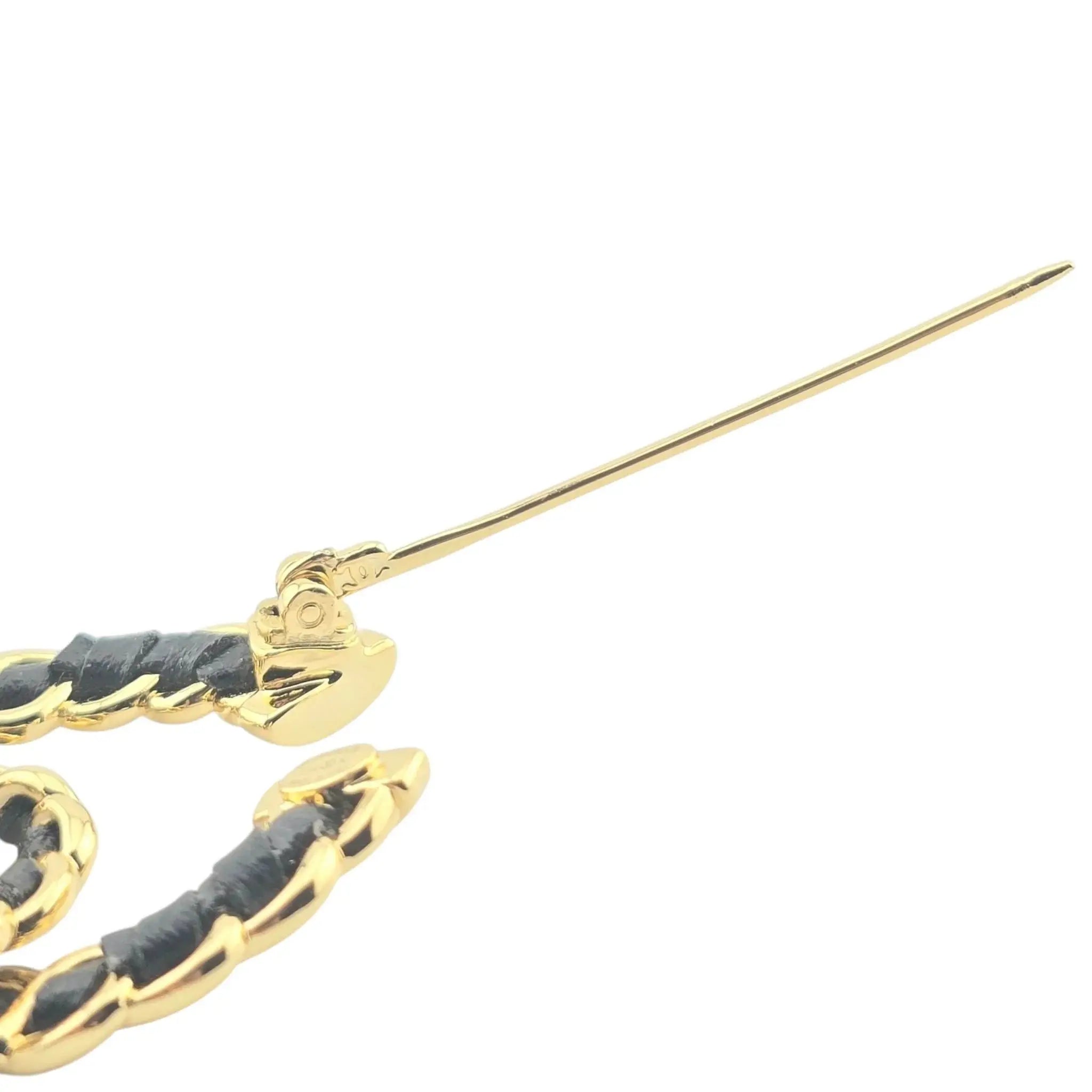Chanel CC Leather Gold Brooch 2024 CHANEL