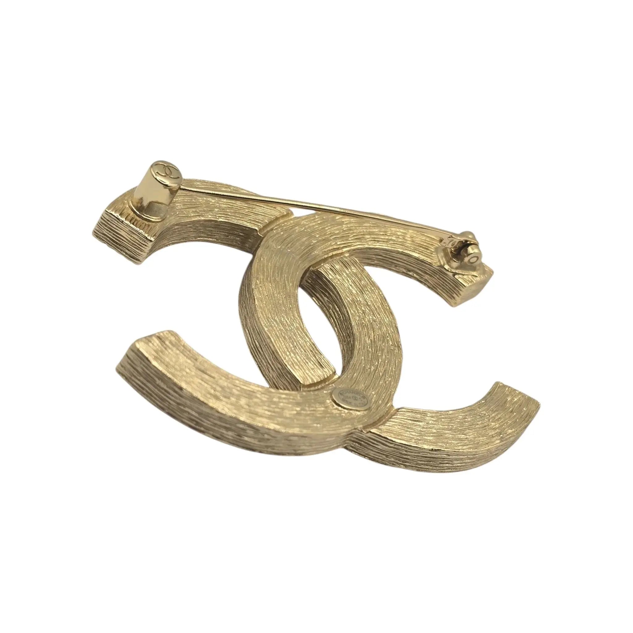 Chanel CC Logo Gold Rhinestone Brooch 2024 CHANEL